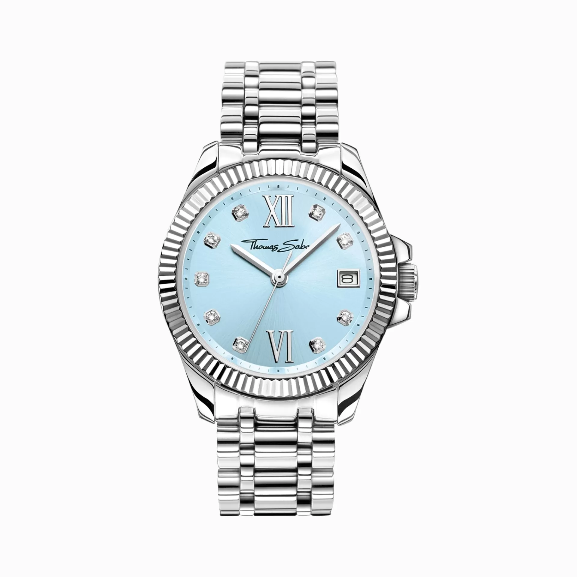 THOMAS SABO Klockor | Klockor för damer<DAMKLOCKA DIVINE BLUE MED LJUSBL&ARING; URTAVLA OCH VITA STENAR SILVER silverfargad, blå