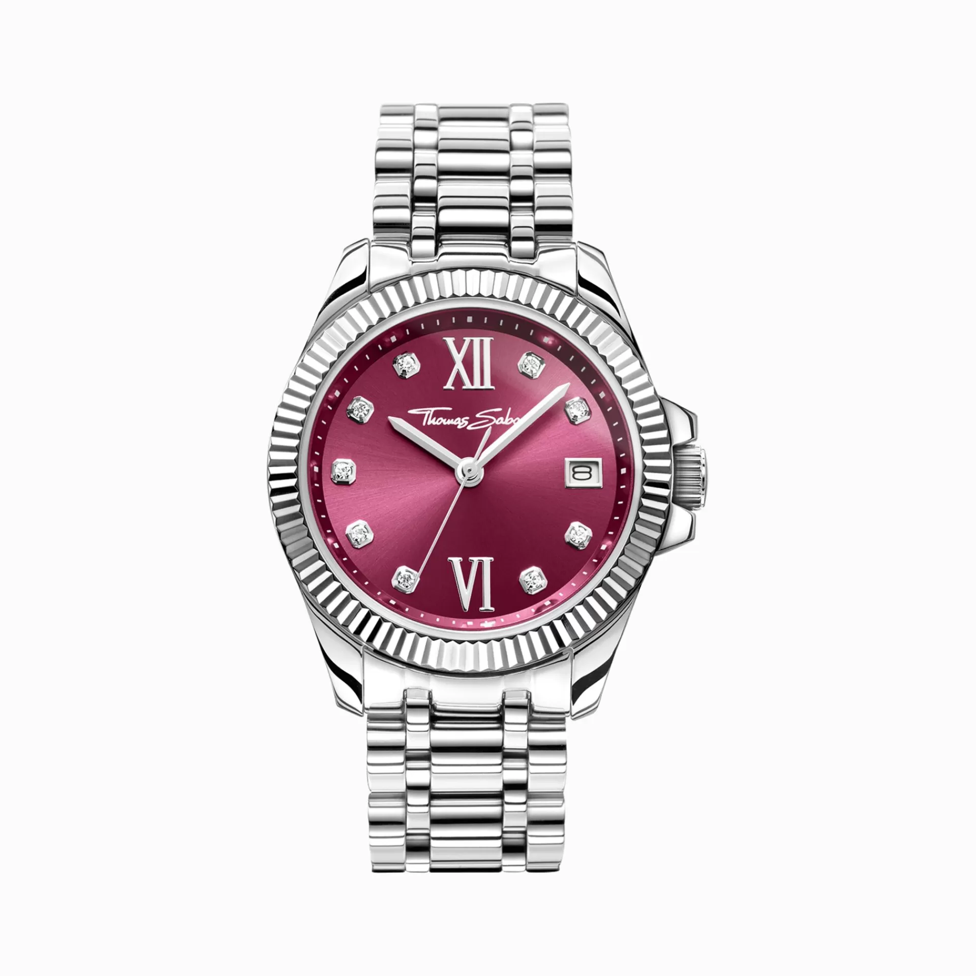 THOMAS SABO Klockor | Klockor för damer<DAMKLOCKA DIVINE BURGUNDY MED VINR&OUML;D URTAVLA OCH VITA STENAR SILVER silverfargad, röd