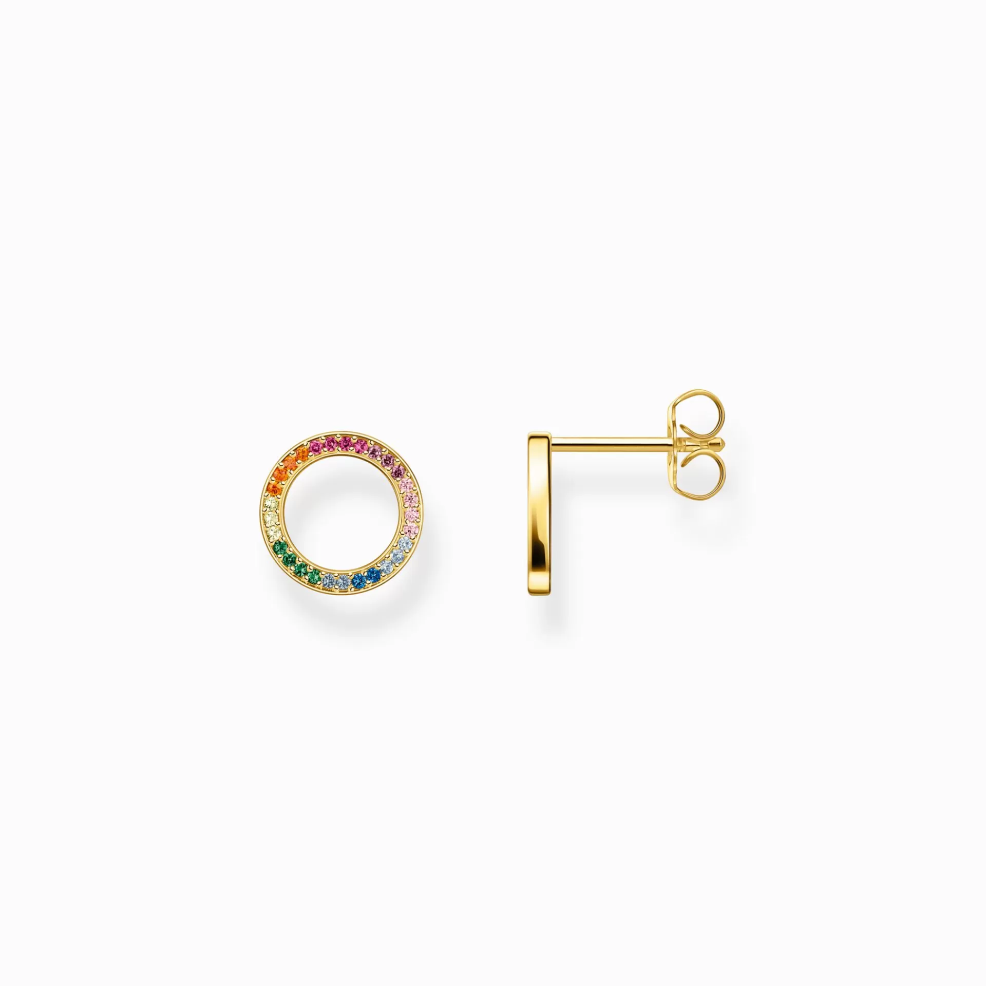 THOMAS SABO Stiftörhängen | 18K plätering<F&OUML;RGYLLDA STIFT&OUML;RH&AUML;NGEN TOGETHER MED F&AUML;RGGLADA STENAR gult guldfargad, orange, grön, blå, ljusblå, röd, rosa, guld