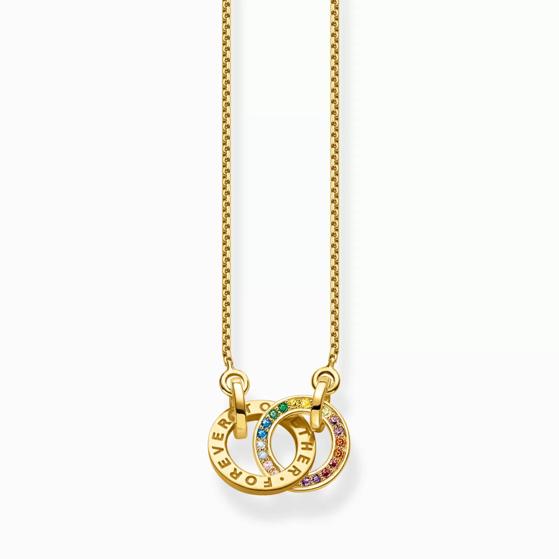 THOMAS SABO Halsband | 18K plätering<F&OUML;RGYLLT HALSBAND TOGETHER MED TV&ARING; RINGAR MED F&AUML;RGGLADA STENAR gult guldfargad, ljusgrön, grön, blå, ljusblå, röd, rosa, guld, orange, brun, violett