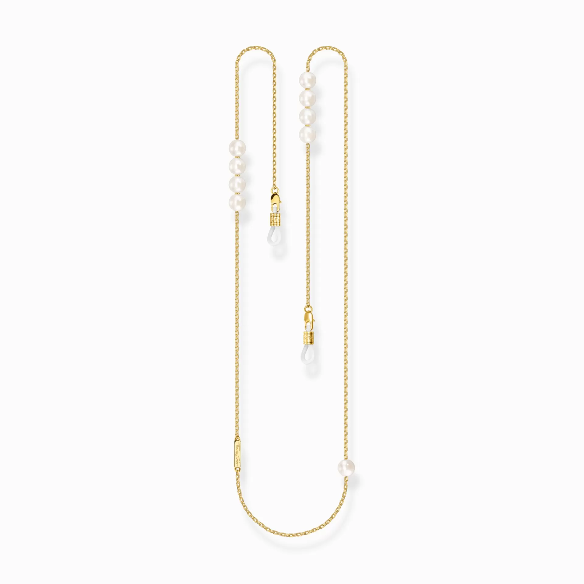 THOMAS SABO Solglasögon<GLAS&OUML;GONKEDJOR MED EN IMITERAD VIT P&AUML;RLA GULGULDF&AUML;RG gult guldfargad