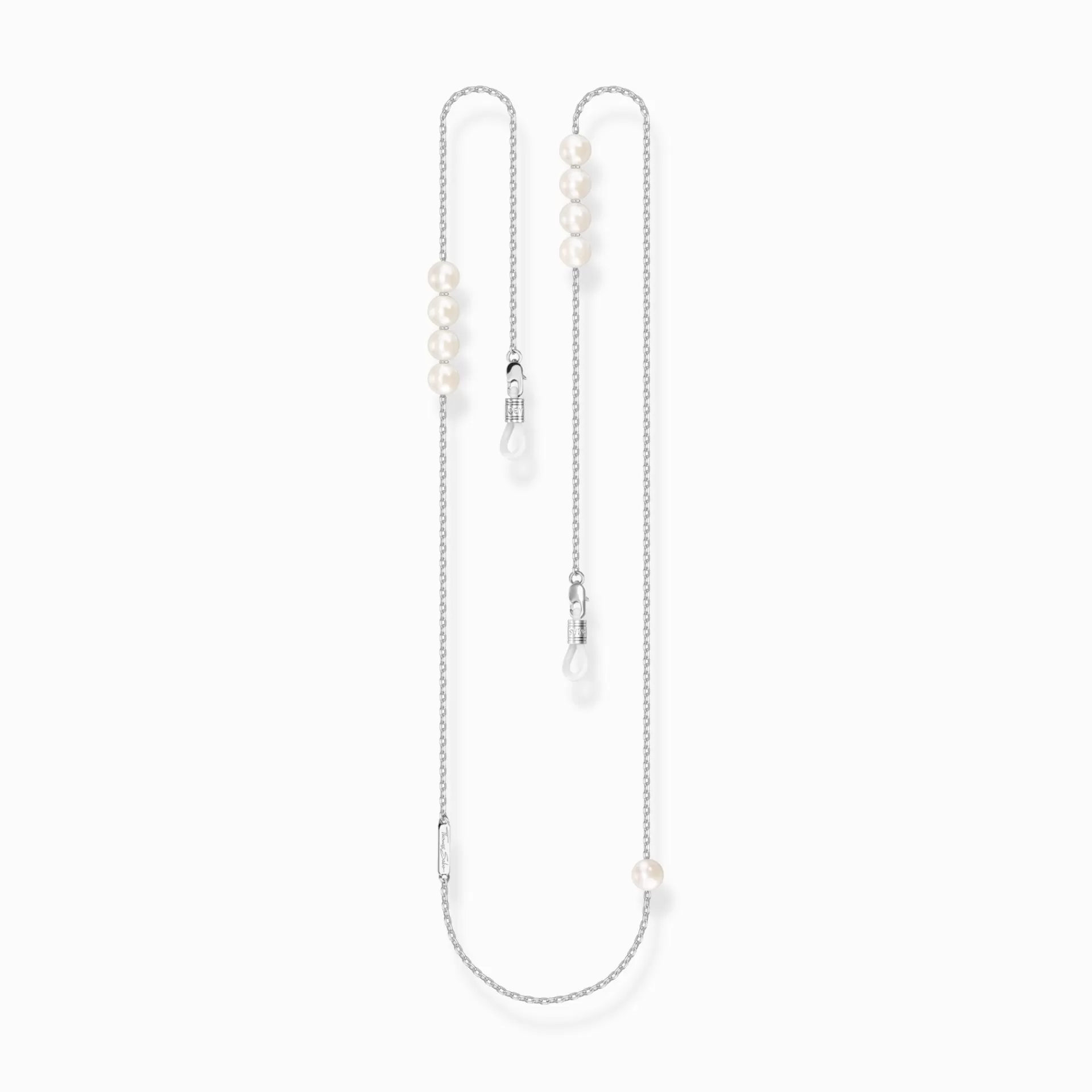 THOMAS SABO Solglasögon<GLAS&OUML;GONKEDJOR MED EN IMITERAD VIT P&AUML;RLA SILVERF&AUML;RGAD silverfargad