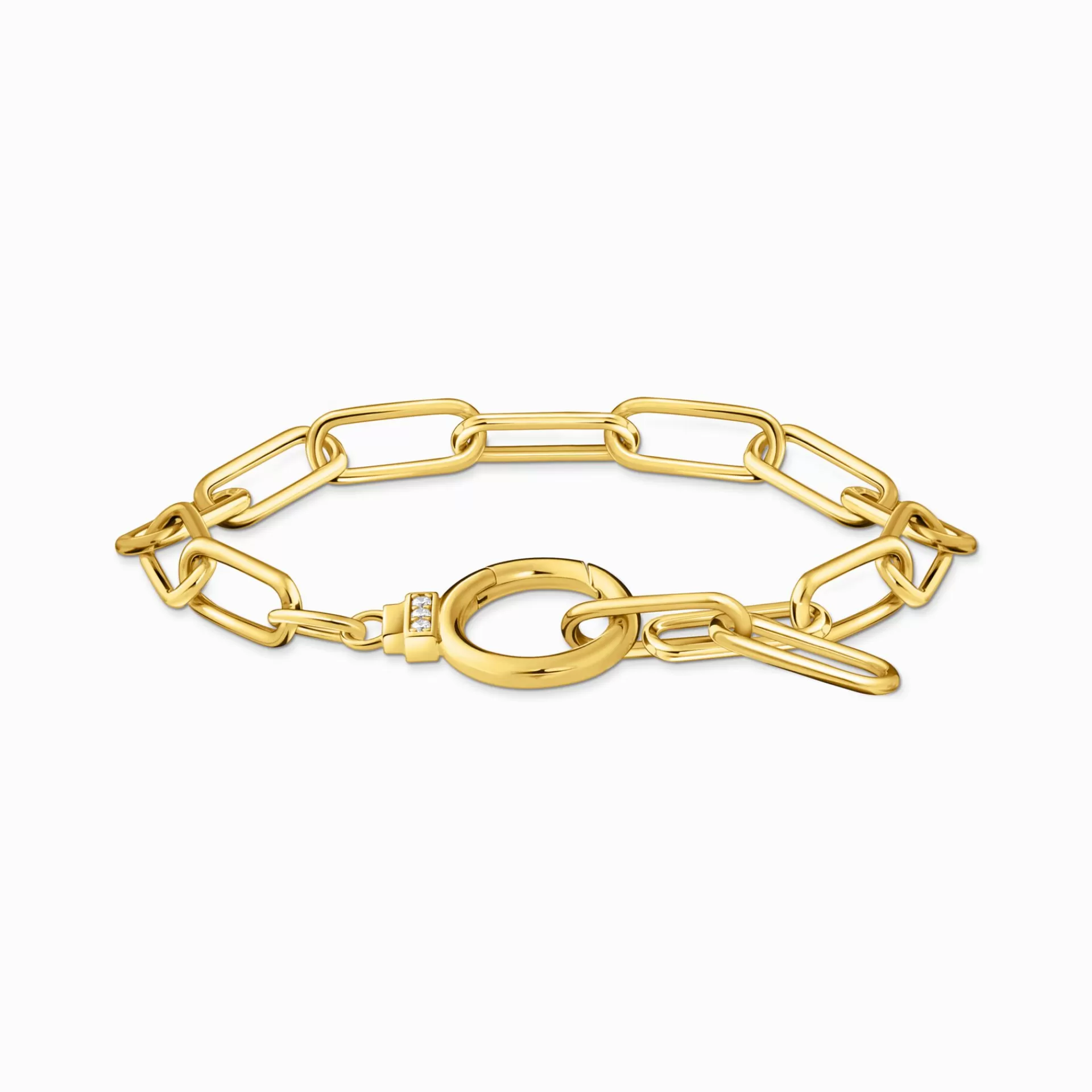 THOMAS SABO Armband | 18K plätering<GULDPL&AUML;TERAT L&AUML;NKARMBAND MED RINGL&ARING;S gult guldfargad, vit