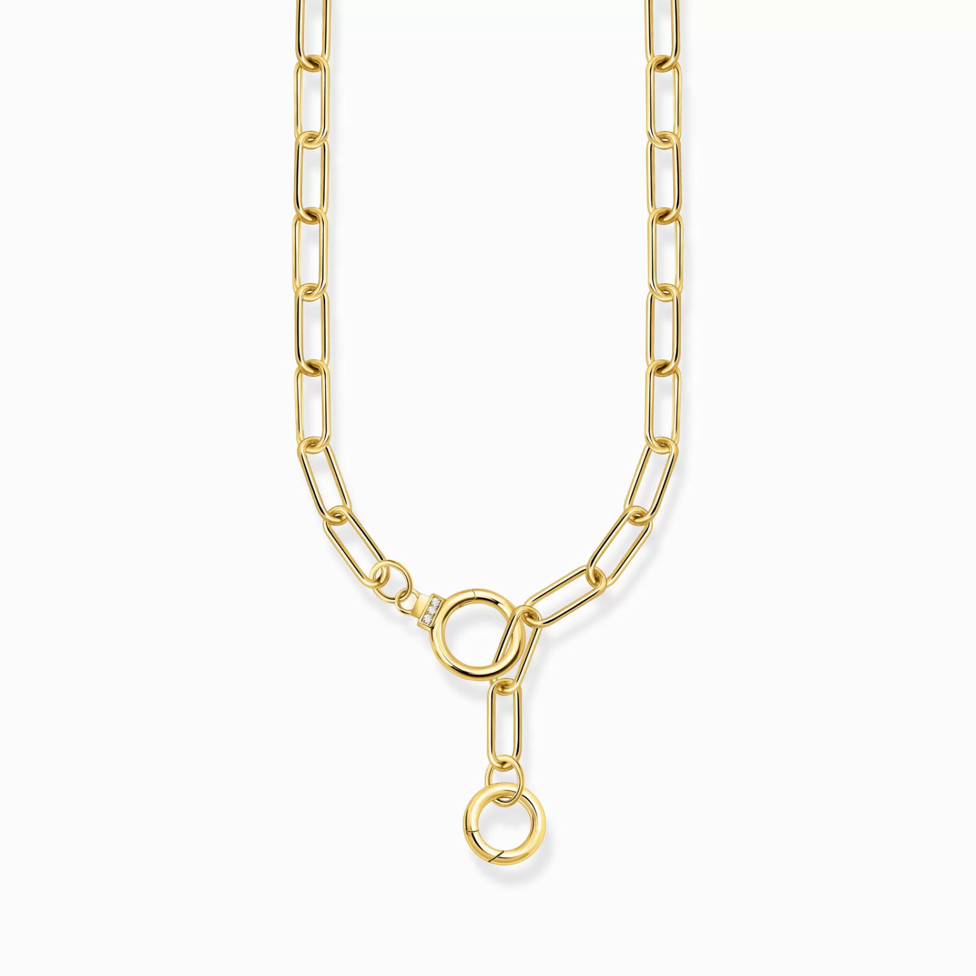 THOMAS SABO Halsband | 18K plätering<GULDPL&AUML;TERAT L&AUML;NKHALSBAND MED TV&ARING; RINGL&ARING;S OCH STENAR gult guldfargad, vit
