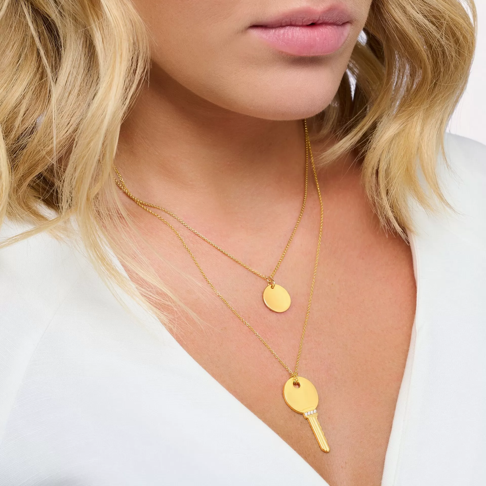 THOMAS SABO Halsband | 18K plätering<HALSBAND BRICKA GULD gult guldfargad