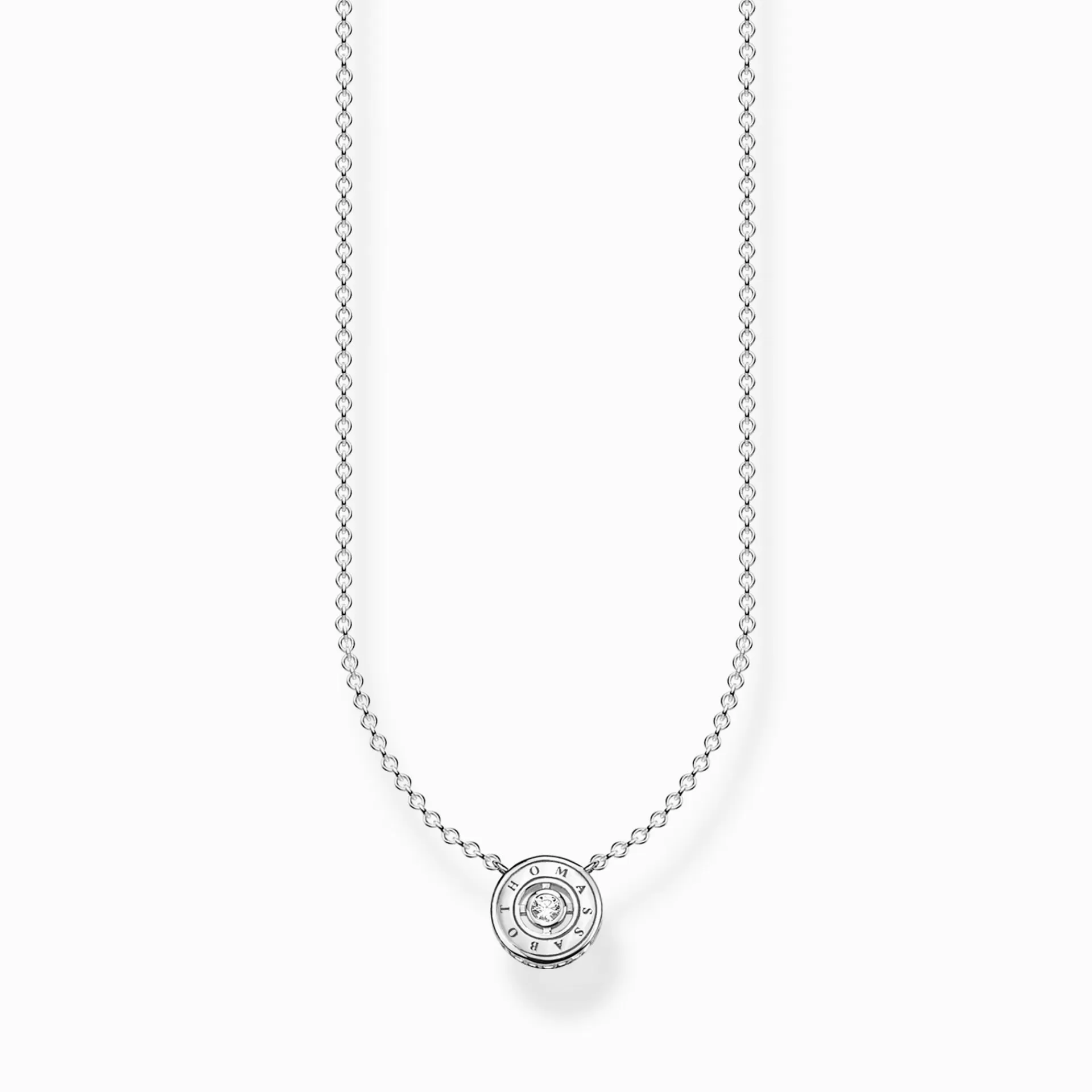 THOMAS SABO Halsband | Återvunnet 925 silver<HALSBAND CIRKEL MED VIT STEN SILVER silverfargad, vit