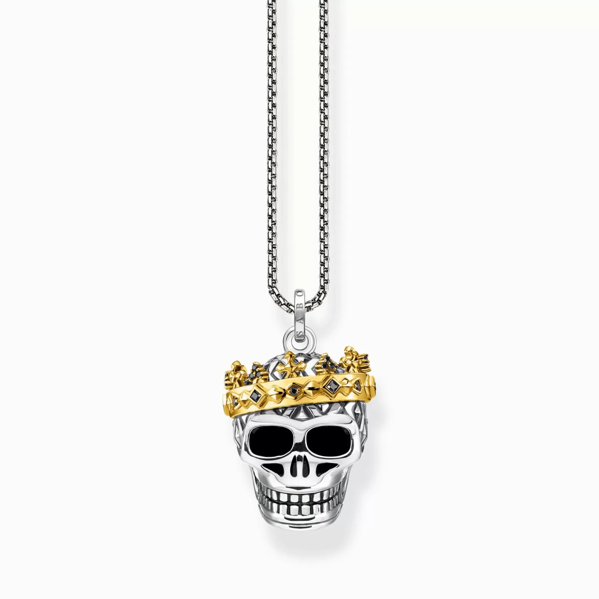 THOMAS SABO Halsband | Återvunnet 925 silver<HALSBAND D&OUML;DSKALLE KRONA silverfargad, gult guldfargad, svart