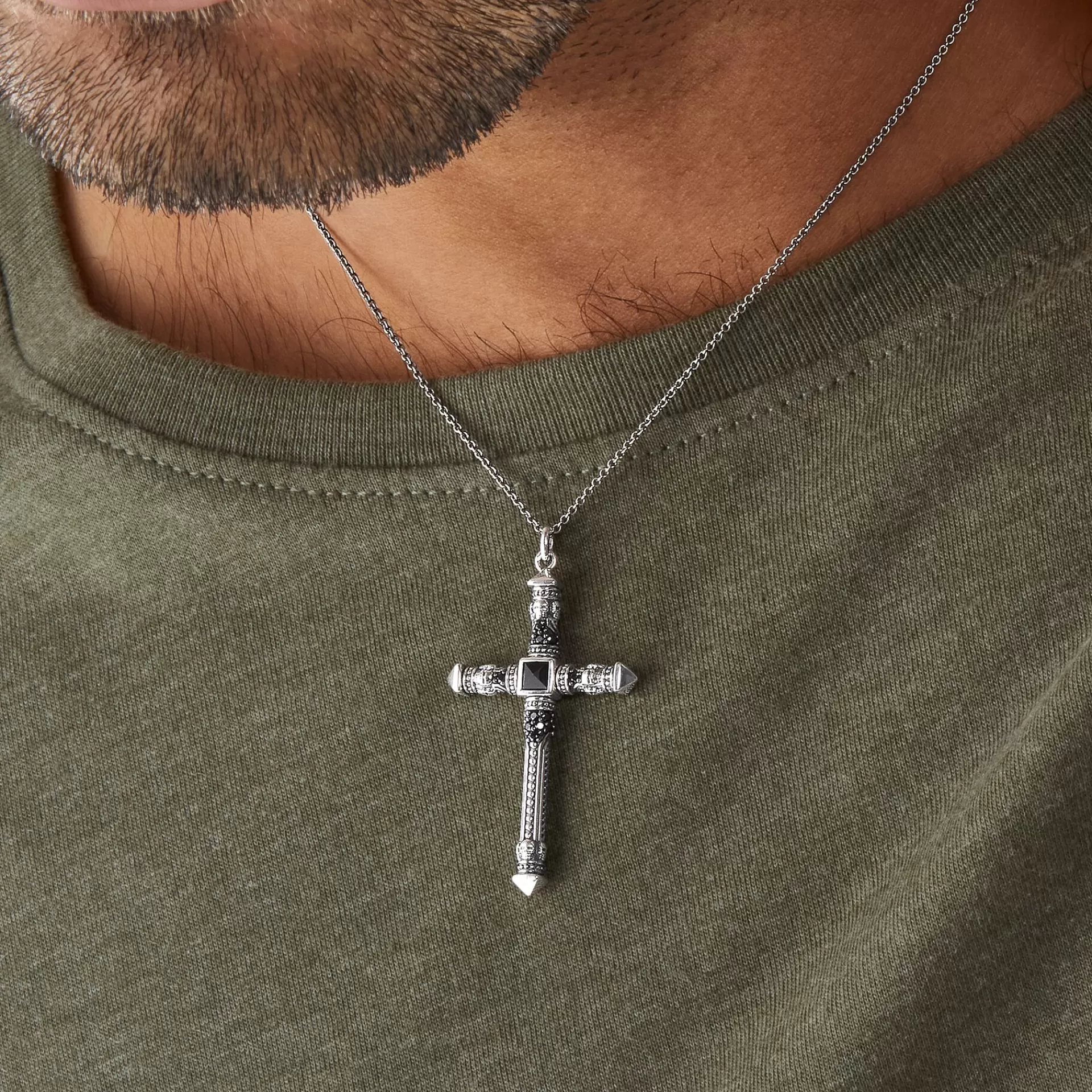 THOMAS SABO Halsband | Återvunnet 925 silver<HALSBAND KORS svart