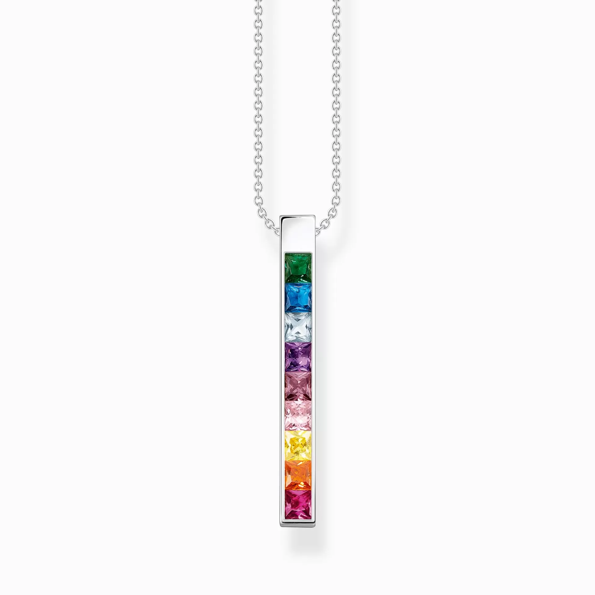 THOMAS SABO Halsband | Återvunnet 925 silver<HALSBAND STENAR I F&AUML;RG SILVER silverfargad, grön, ljusblå, violett, rosa, guld, orange, röd, mörkblå