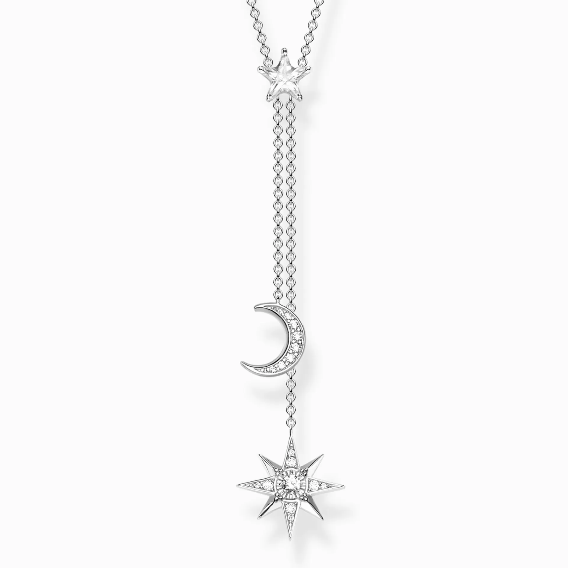 THOMAS SABO Halsband | Återvunnet 925 silver<HALSBAND STJ&AUML;RNA  M&ARING;NE SILVER silverfargad, vit