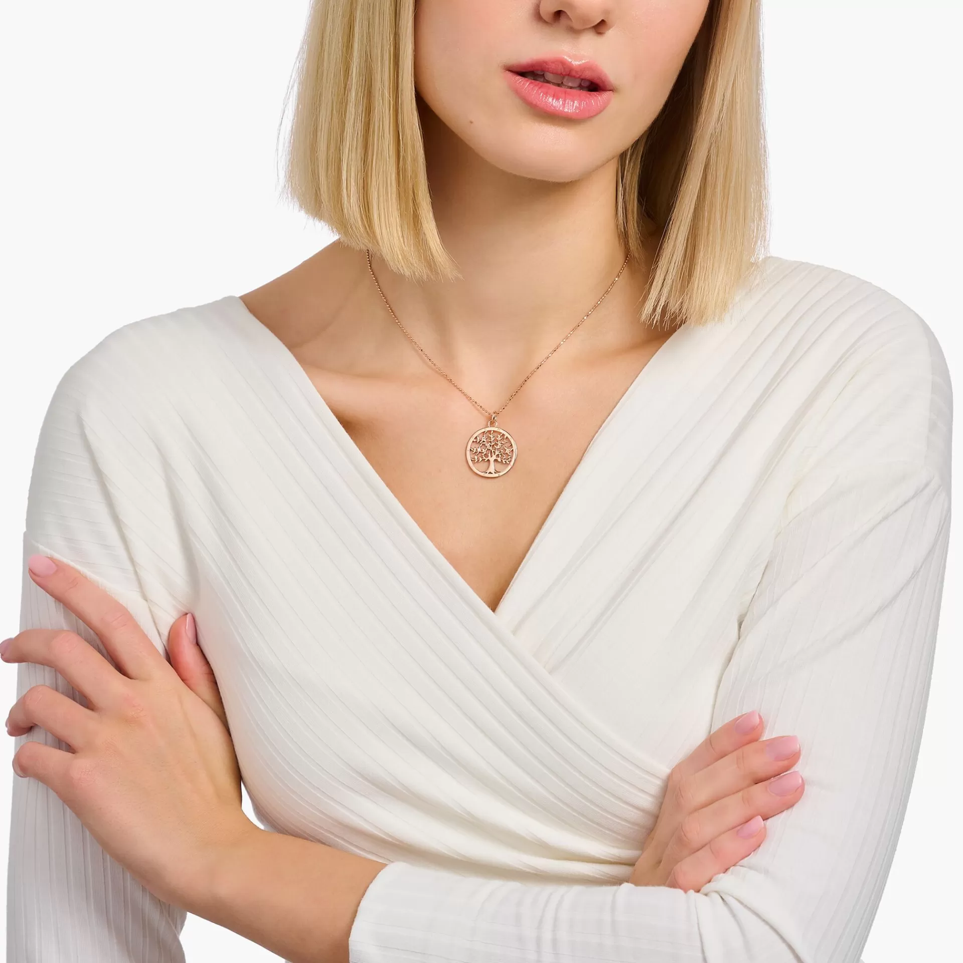 THOMAS SABO Halsband | 18K roséguldplätering<HALSBAND TREE OF LOVE roséguldfargad