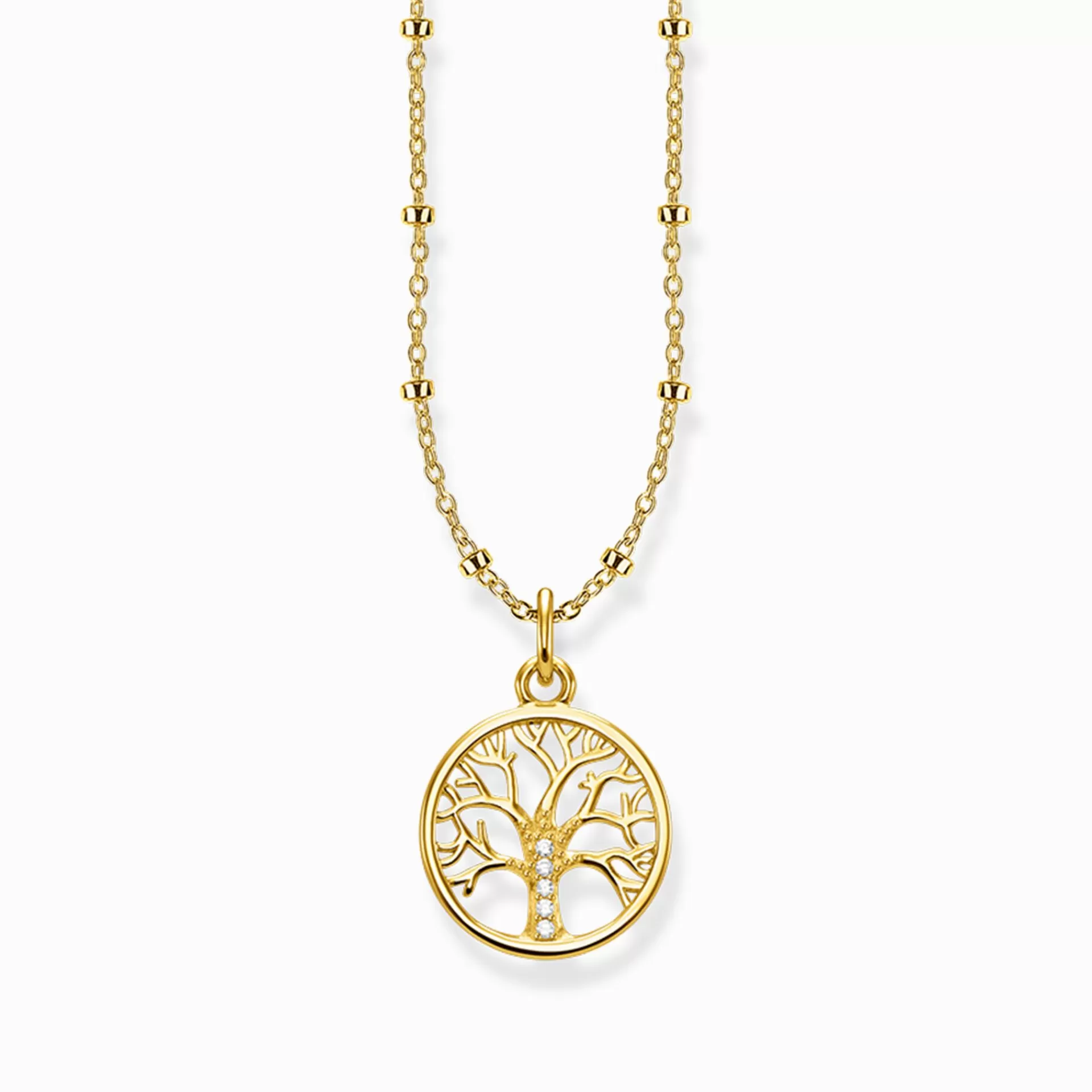 THOMAS SABO Halsband | 18K plätering<HALSBAND TREE OF LOVE GULD gult guldfargad, vit