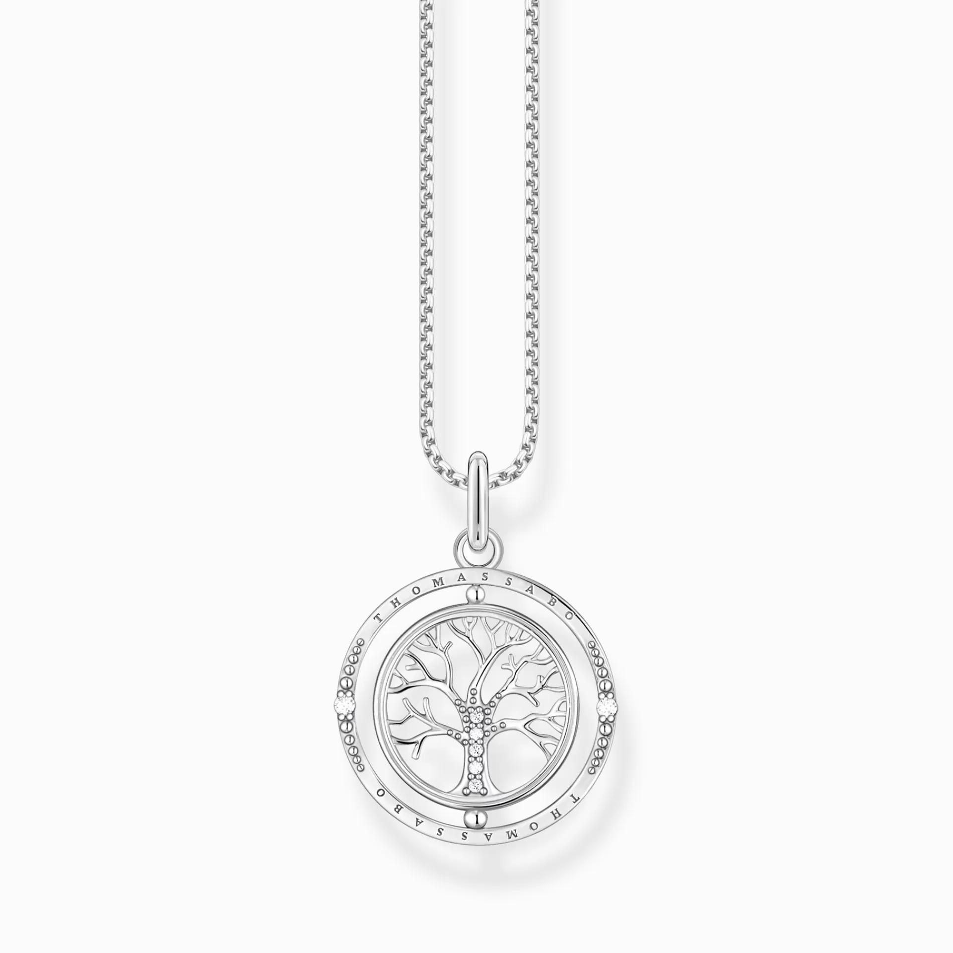 THOMAS SABO Halsband | Återvunnet 925 silver<HALSBAND TREE OF LOVE SILVER silverfargad, vit