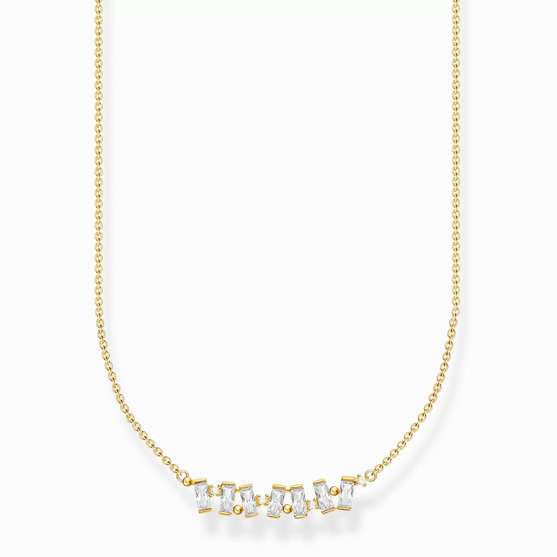 THOMAS SABO 18K plätering<HALSBAND VIT STENAR GULD gult guldfargad, vit