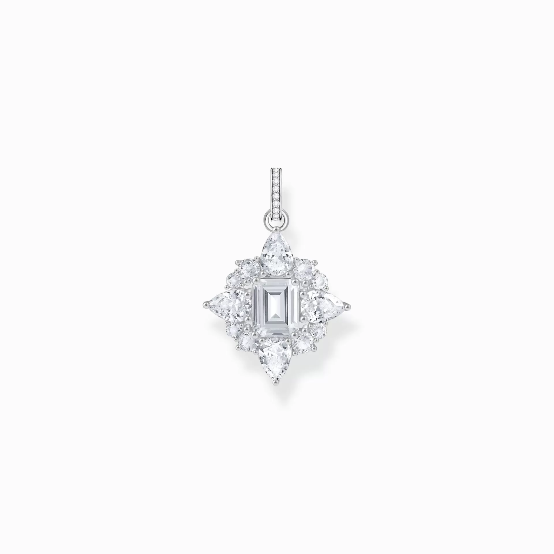THOMAS SABO Hängsmycken | Återvunnet 925 silver<HALSBANDSH&AUML;NGE MED VITA STENAR - SILVER silverfargad, vit