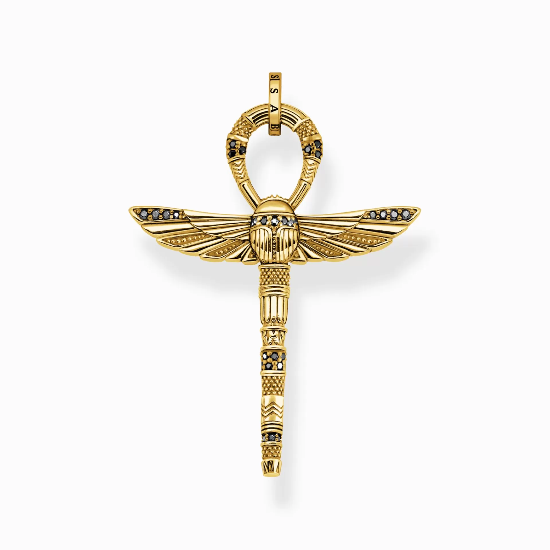THOMAS SABO Hängsmycken | 18K plätering<H&AUML;NGSMYCKE ANKH MED SKARAB&EACUTE;, F&OUML;RGYLLT gult guldfargad, svart