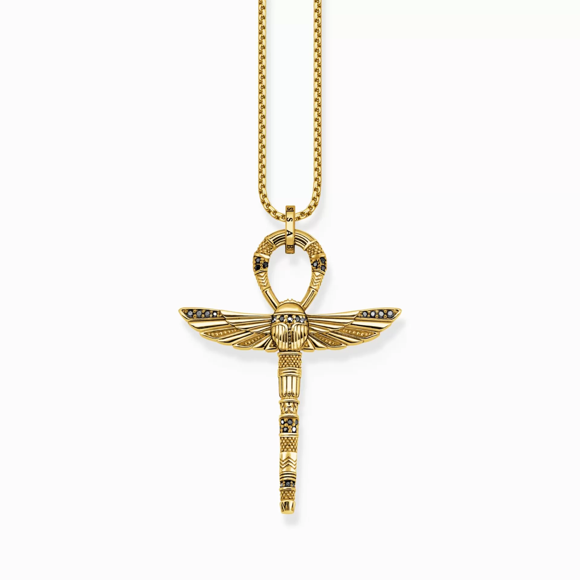 THOMAS SABO Hängsmycken | 18K plätering<H&AUML;NGSMYCKE ANKH MED SKARAB&EACUTE;, F&OUML;RGYLLT gult guldfargad, svart