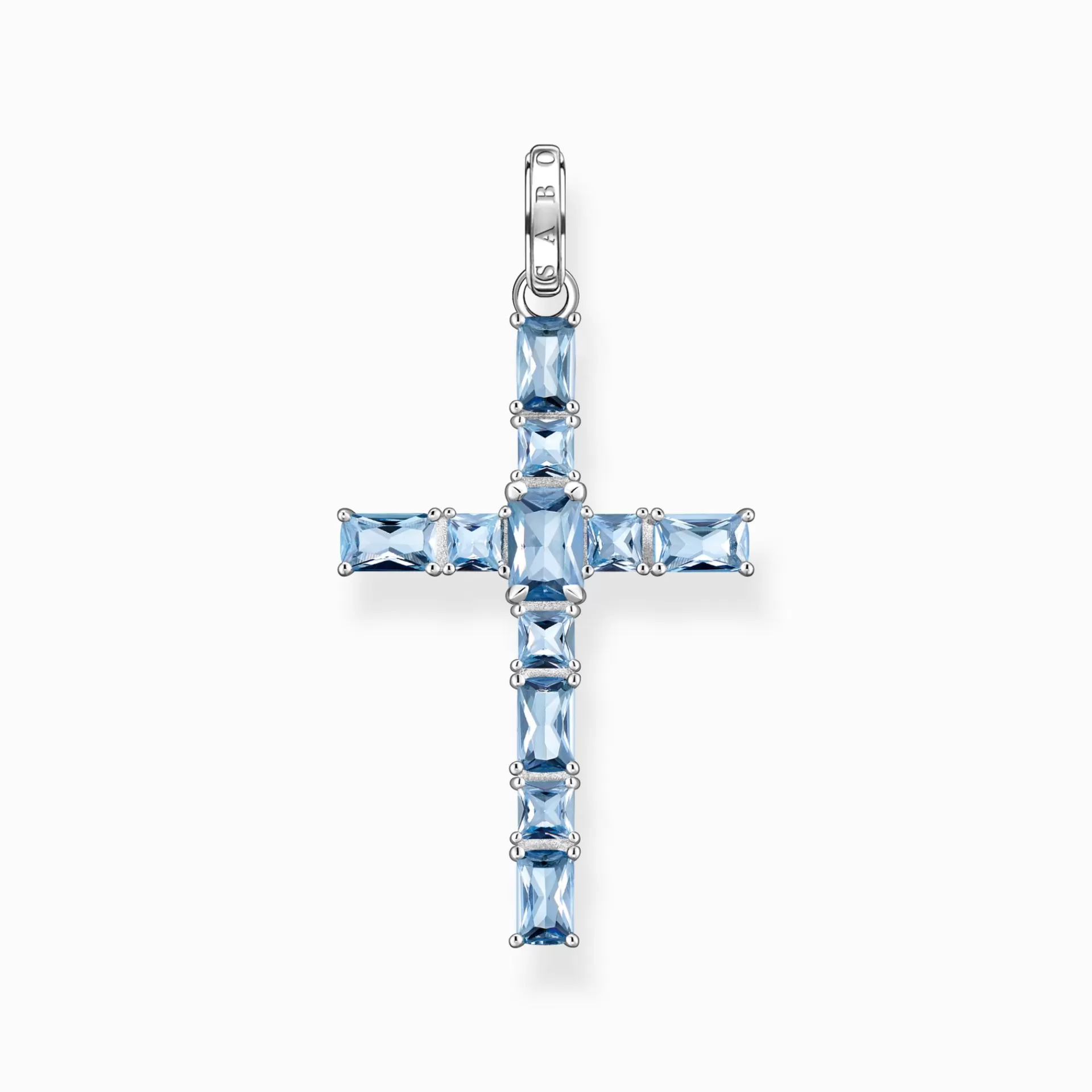 THOMAS SABO Halsband | Hängsmycken<H&AUML;NGSMYCKE KORS MED AKVAMARINBL&ARING; STENAR SILVER silverfargad, ljusblå