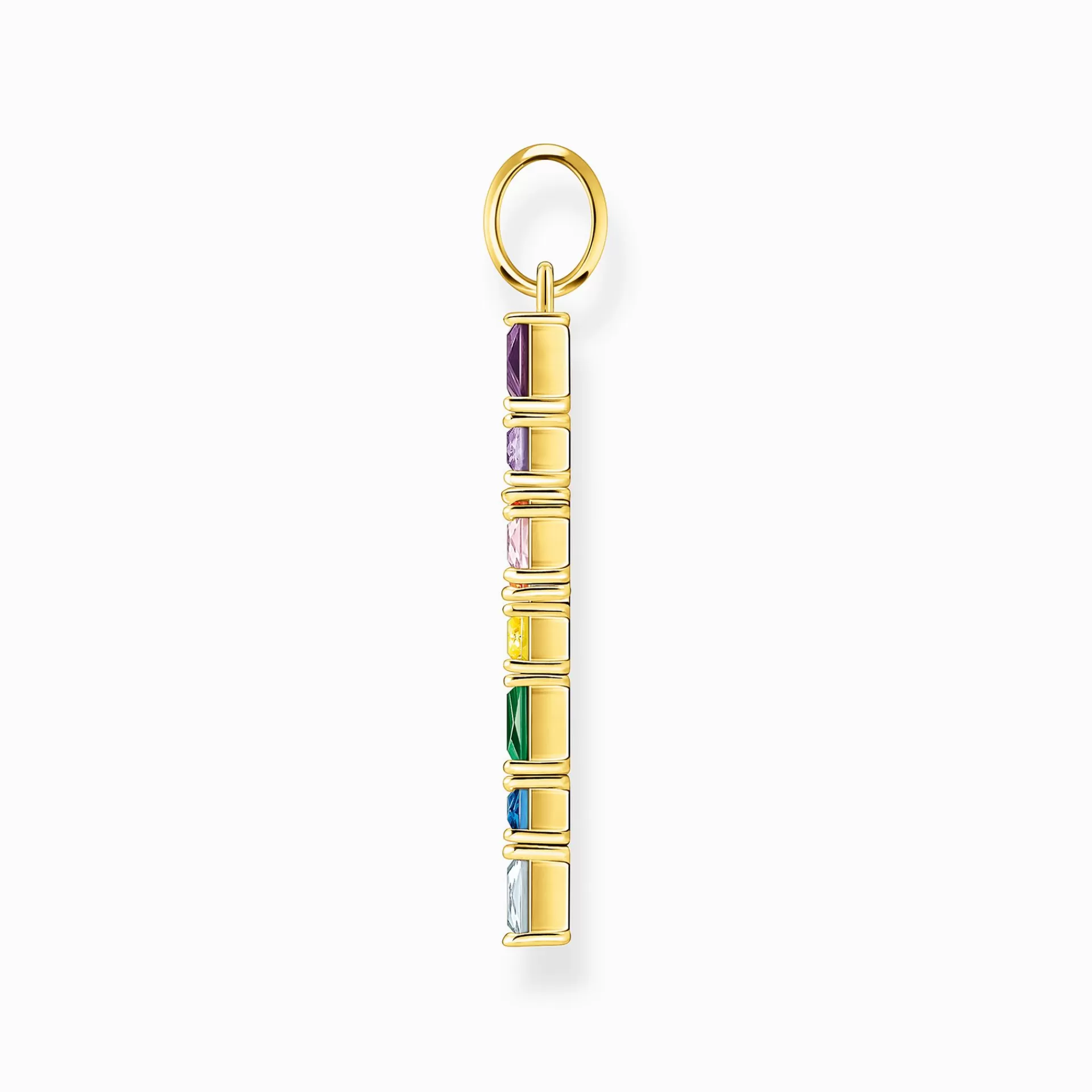 THOMAS SABO Halsband | Hängsmycken<H&AUML;NGSMYCKE KORS MED F&AUML;RGGLAD STENAR GULDPL&AUML;TERAD gult guldfargad, guld, orange, rosa, violett, grön, blå, ljusblå, röd
