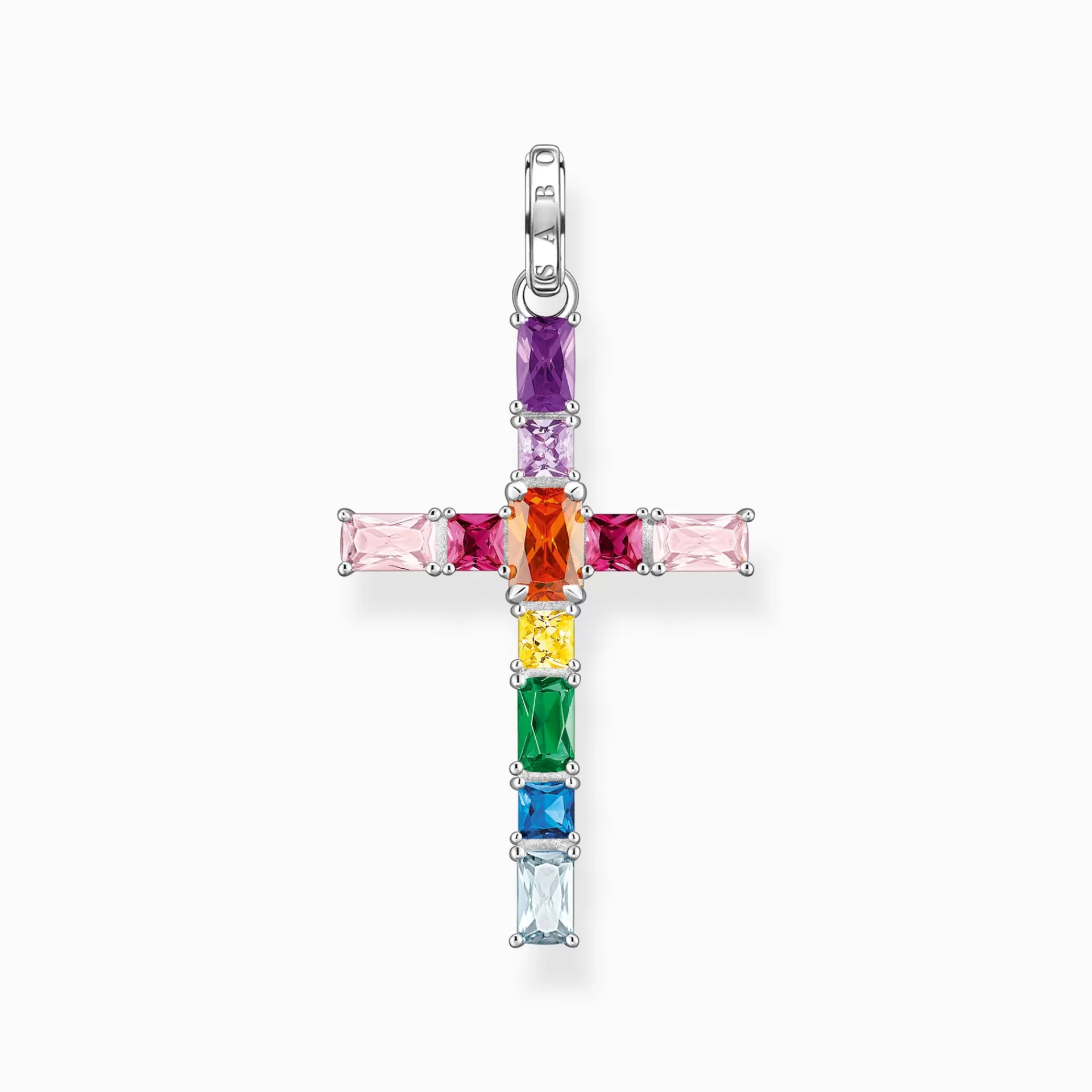 THOMAS SABO Halsband | Hängsmycken<H&AUML;NGSMYCKE KORS MED F&AUML;RGGLAD STENAR SILVER silverfargad, orange, rosa, röd, grön, blå, guld
