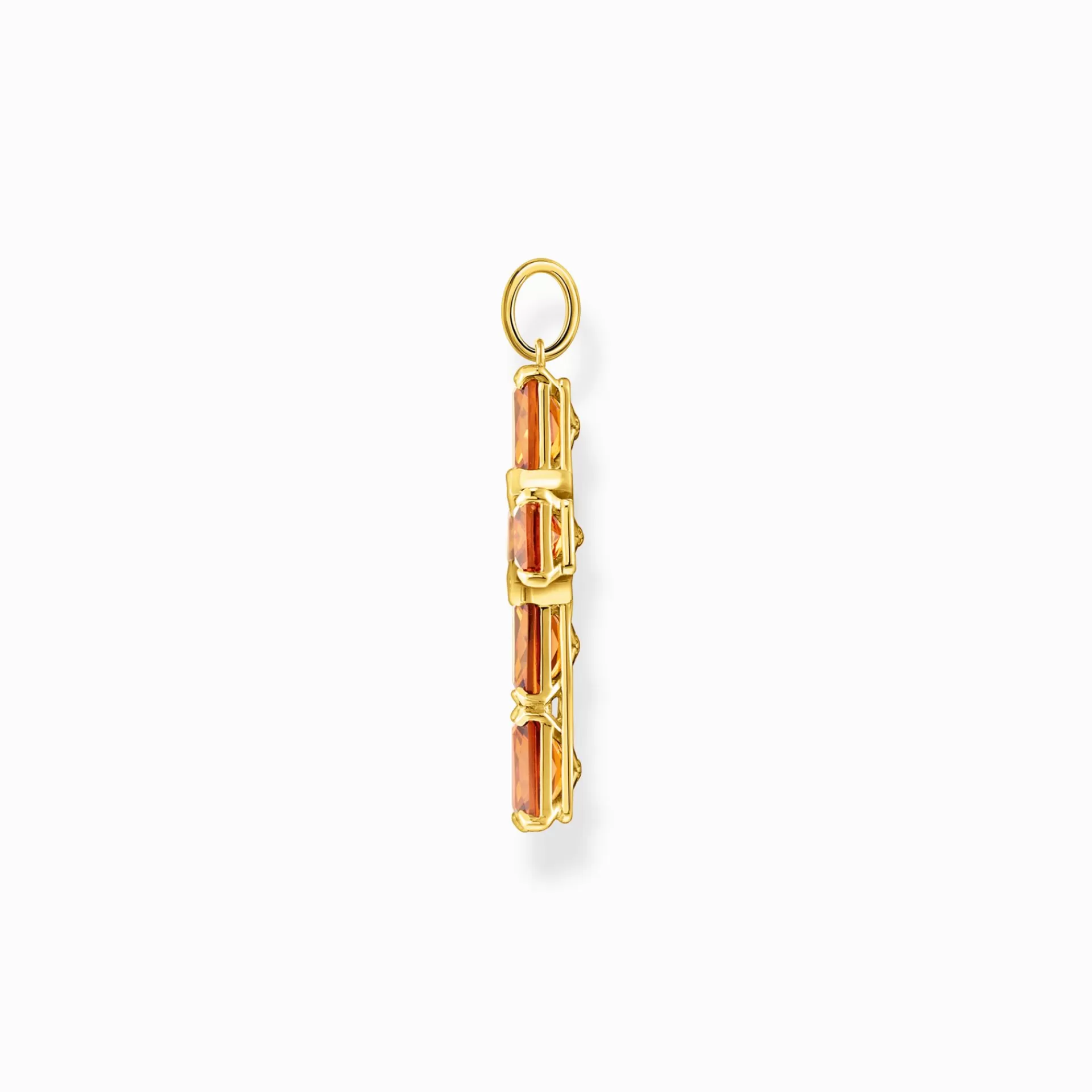 THOMAS SABO Halsband | Hängsmycken<H&AUML;NGSMYCKE KORS MED ORANGE STENAR OCH STJ&AUML;RNA GULDPL&AUML;TERAD gult guldfargad, orange, vit