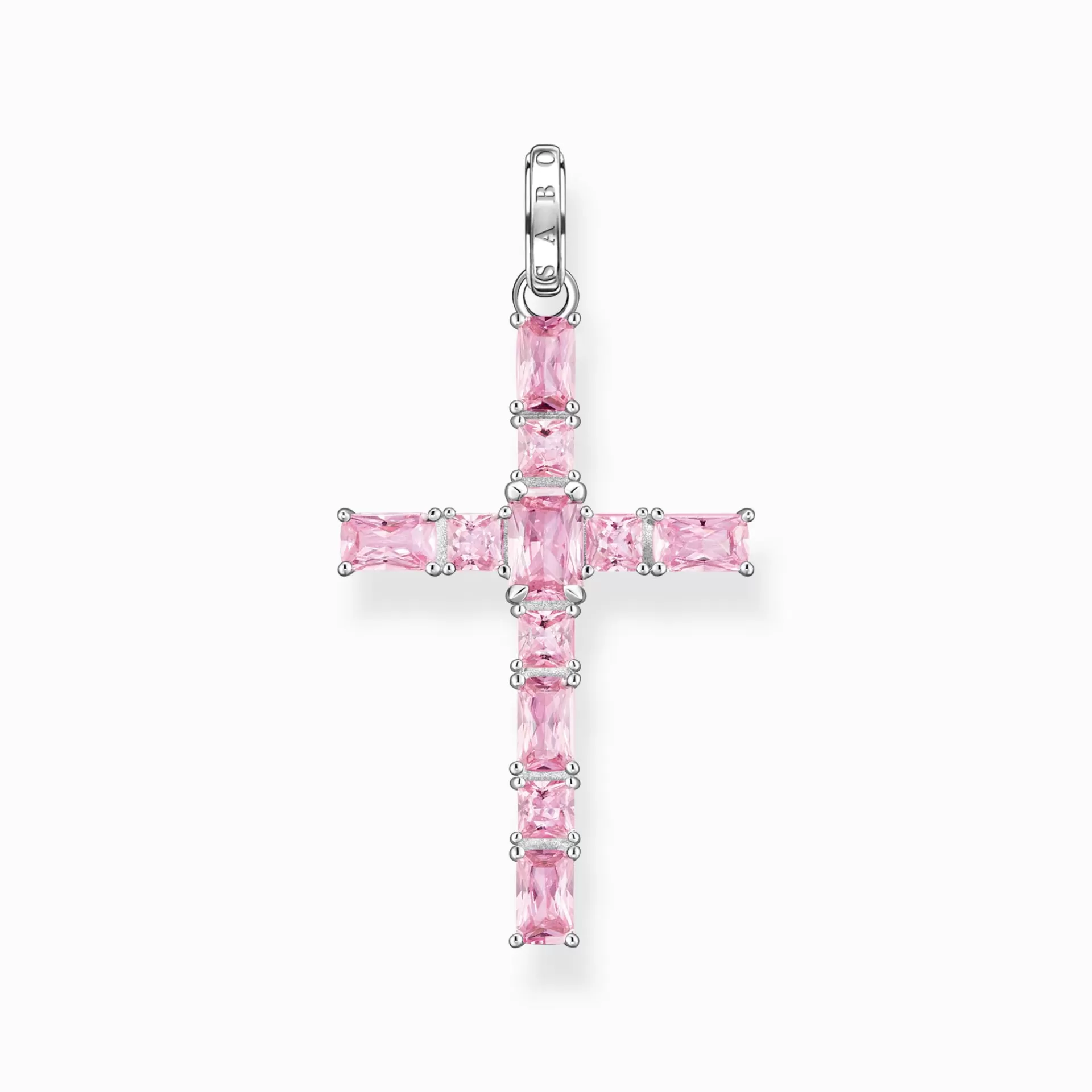 THOMAS SABO Halsband | Hängsmycken<H&AUML;NGSMYCKE KORS MED ROSA STENAR SILVER silverfargad, rosa