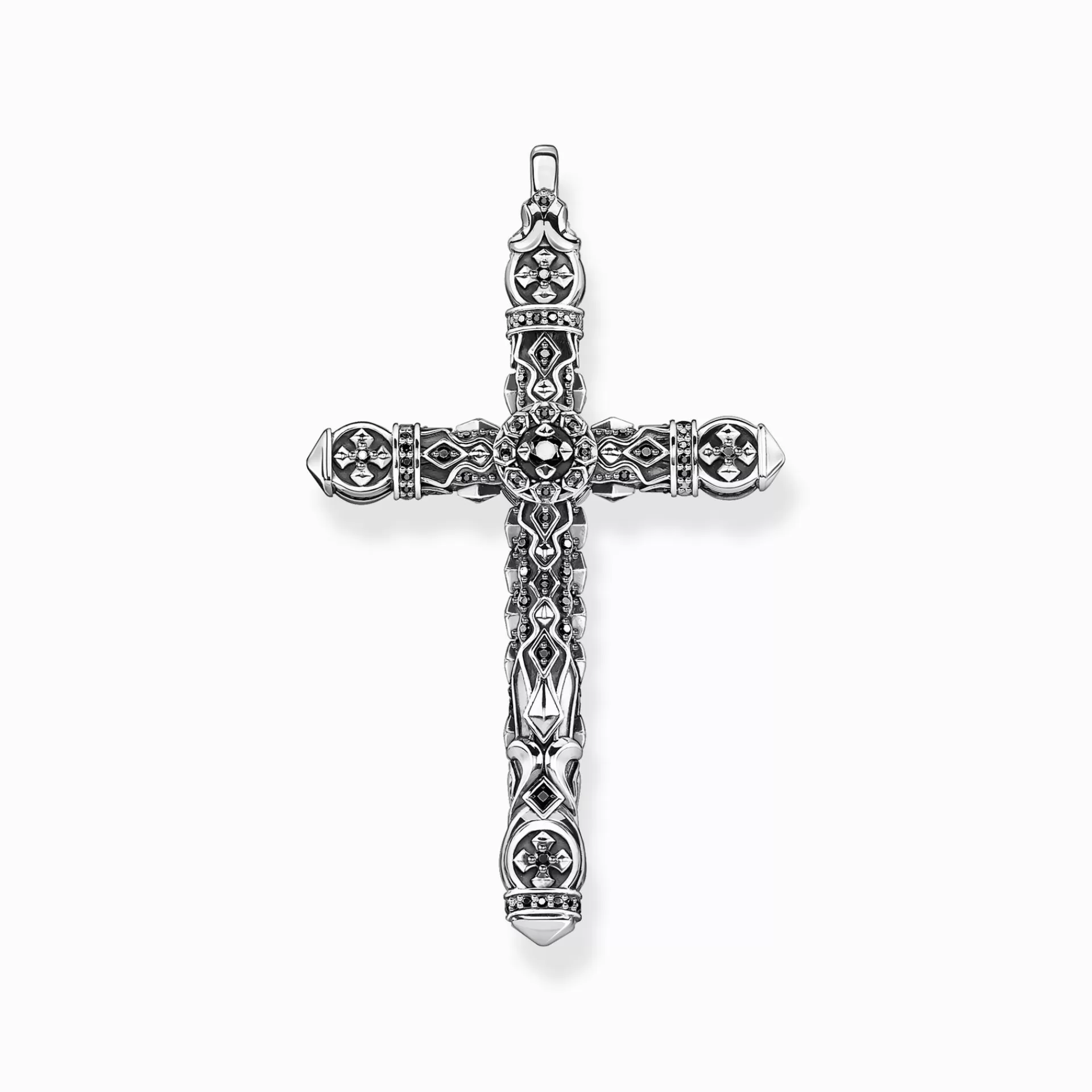 THOMAS SABO Halsband | Hängsmycken<H&AUML;NGSMYCKE KORS SVARTA STENAR SILVER svart, silverfargad