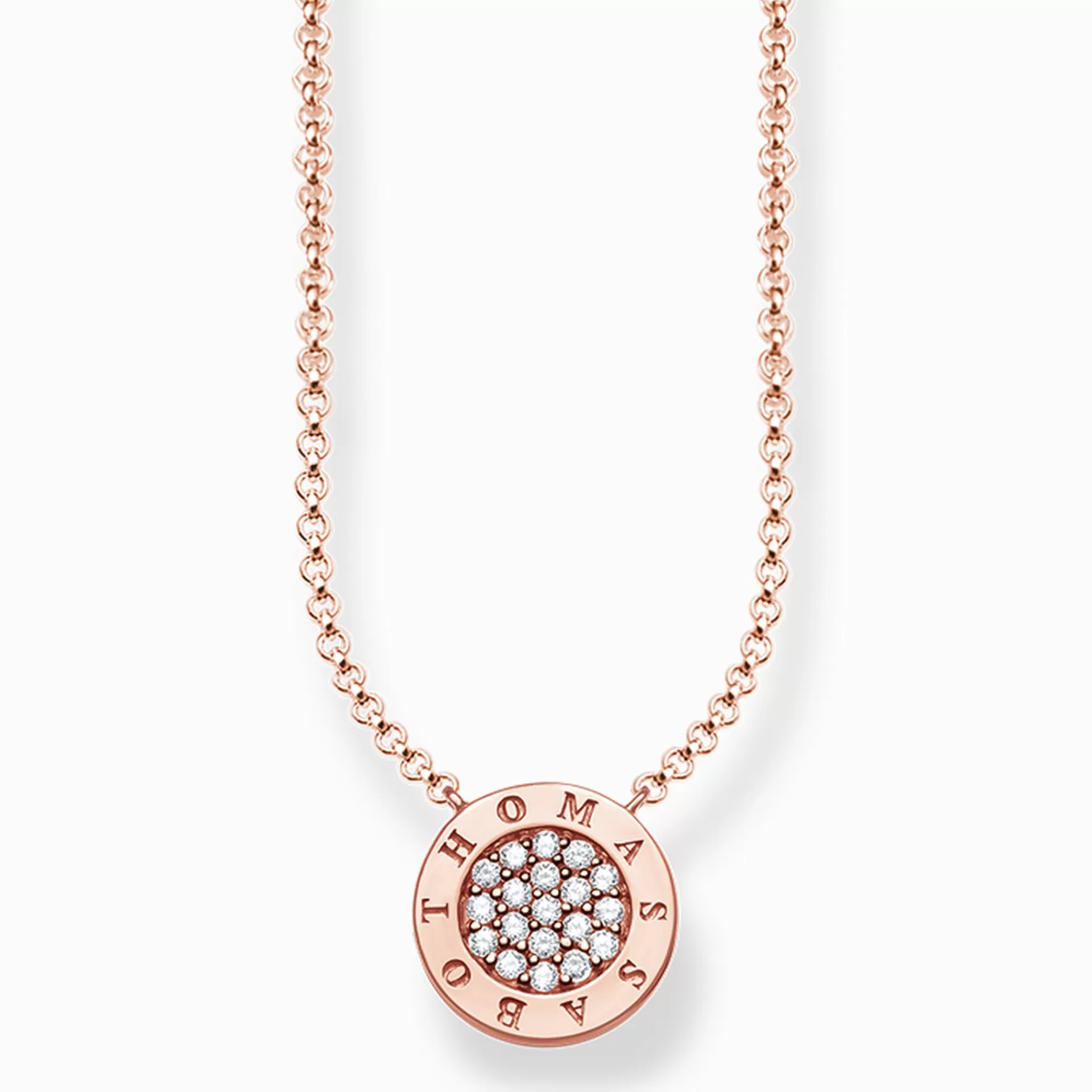 THOMAS SABO 18K roséguldplätering<KEDJA CLASSIC PAV&EACUTE; roséguldfargad, vit