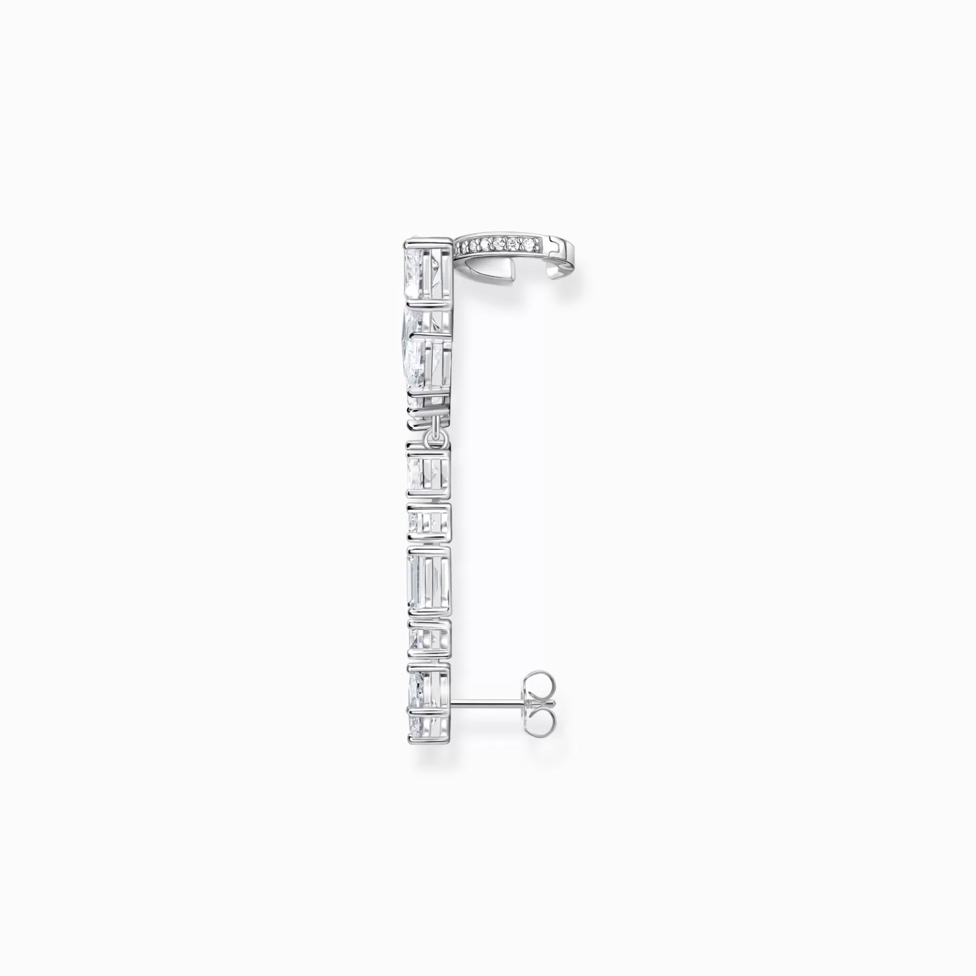 THOMAS SABO Örhängen | Återvunnet 925 silver<L&ARING;NGT SINGEL-STIFT&OUML;RH&AUML;NGE I SILVER MED STENBESATT &OUML;RONKL&AUML;TTRARE silverfargad, vit