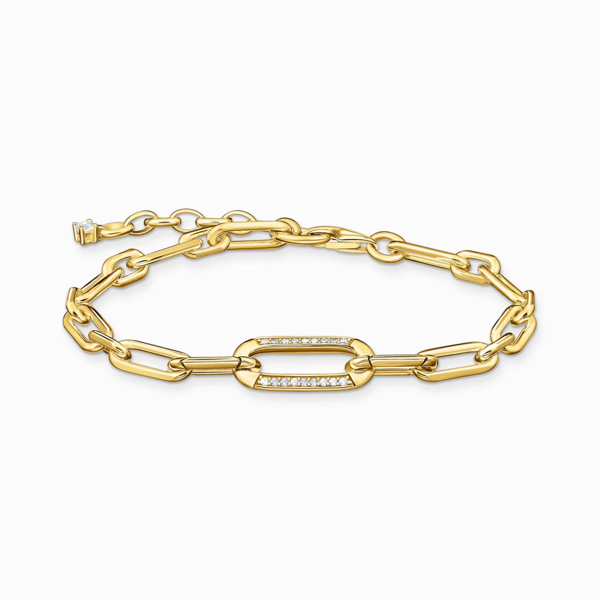 THOMAS SABO Armband | 18K plätering<L&AUML;NKARMBAND MED STENBESATT, GULDPL&AUML;TERAD L&AUML;NK gult guldfargad, vit