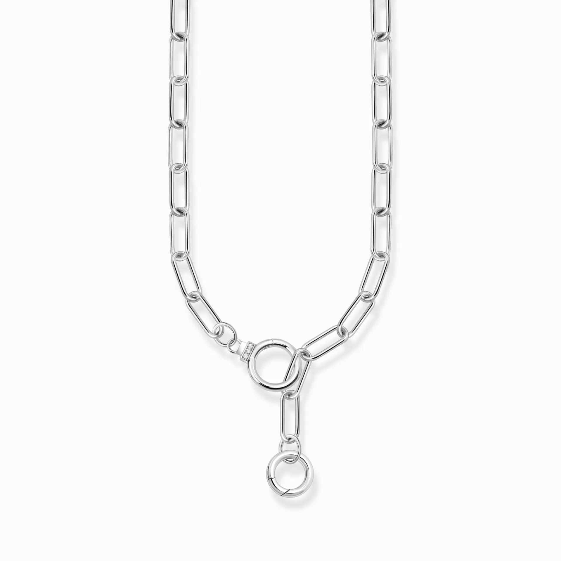 THOMAS SABO Halsband | Återvunnet 925 silver<L&AUML;NKHALSBAND I SILVER MED TV&ARING; RINGL&ARING;S OCH STENAR silverfargad, vit
