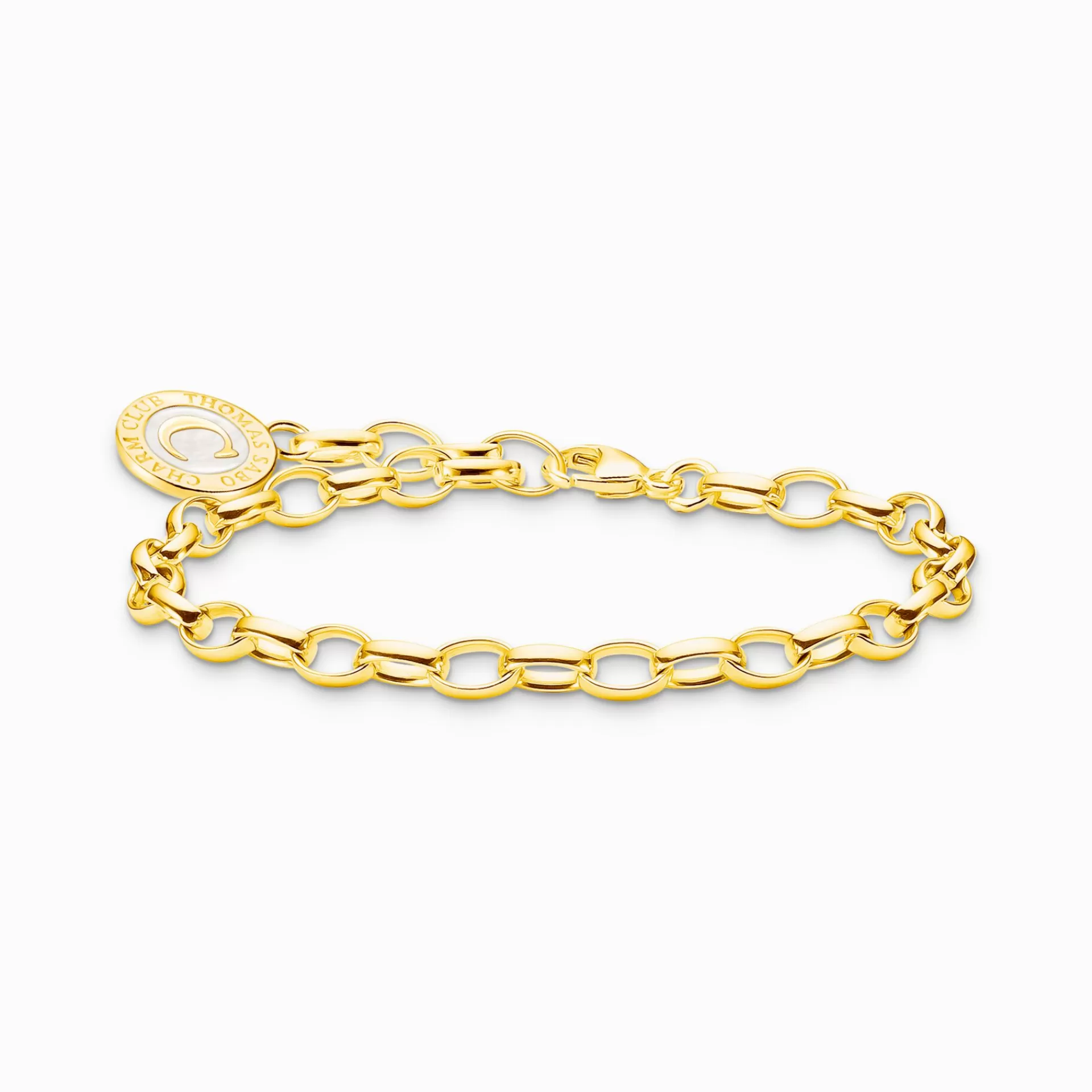 THOMAS SABO Armband | Charm Armband<LEDAMOT CHARM-ARMBAND MED VIT CHARMISTA COIN GULDPL&AUML;TERAD gult guldfargad, silverfargad, vit