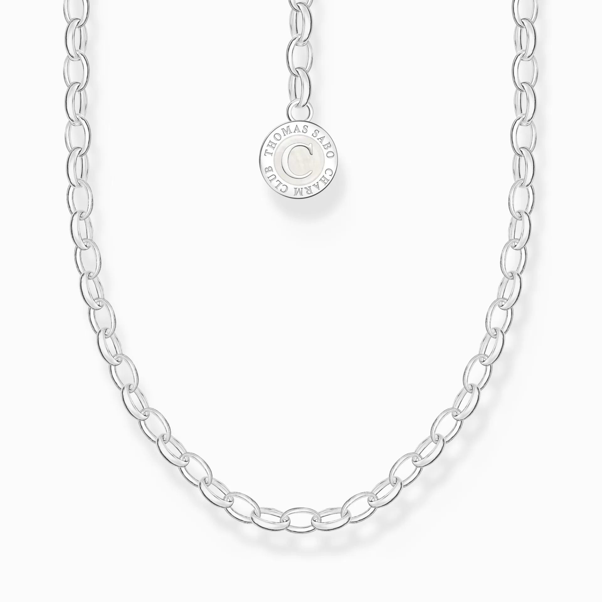 THOMAS SABO Charm Halskedjor | Charm Halskedjor<LEDAMOT CHARM-HALSBAND MED CHARMISTA COIN SILVER silverfargad, vit