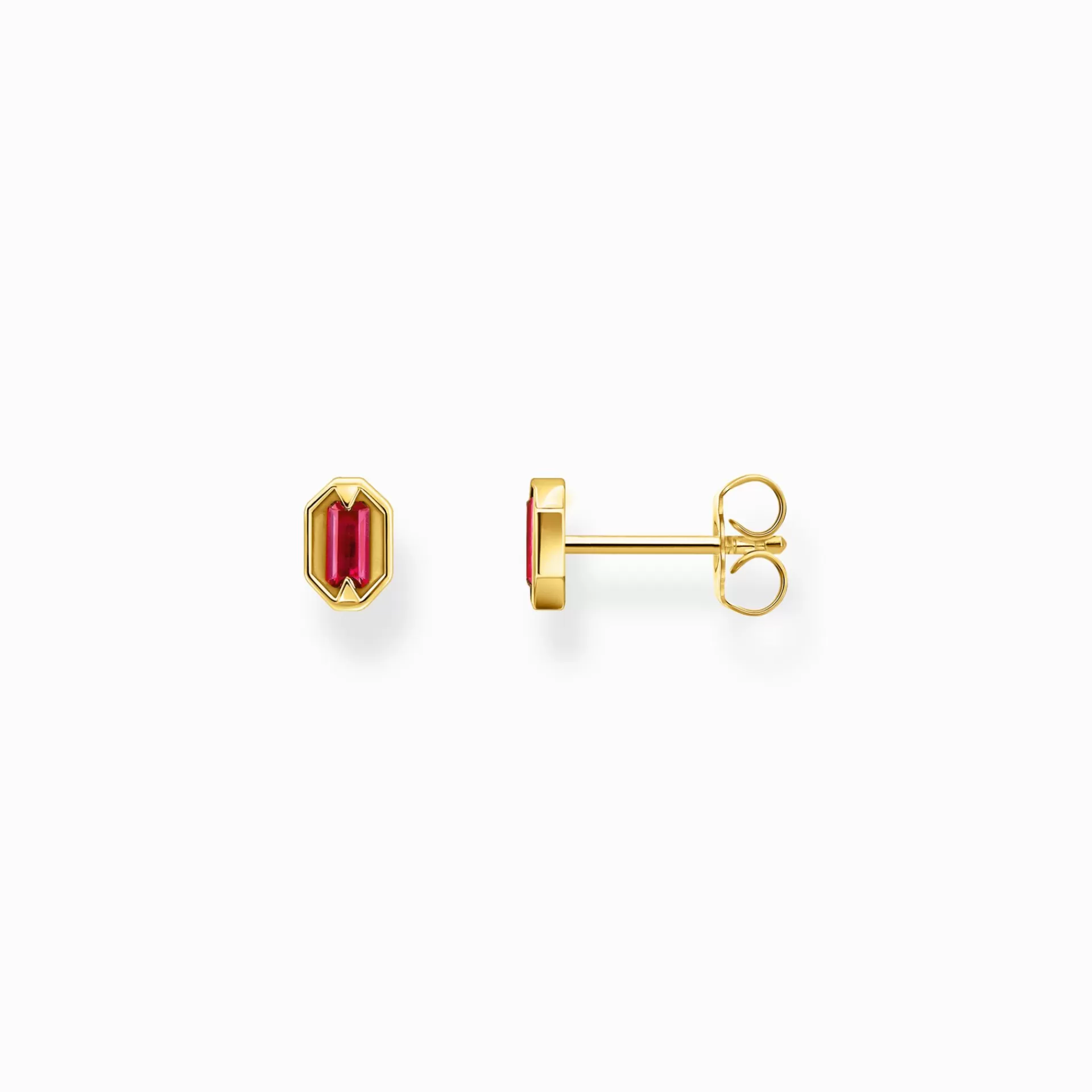 THOMAS SABO Stiftörhängen | 18K plätering<&OUML;RH&AUML;NGEN, KROKODIL&OUML;GON MED R&OUML;DA STENAR, PL&AUML;TERADE gult guldfargad,