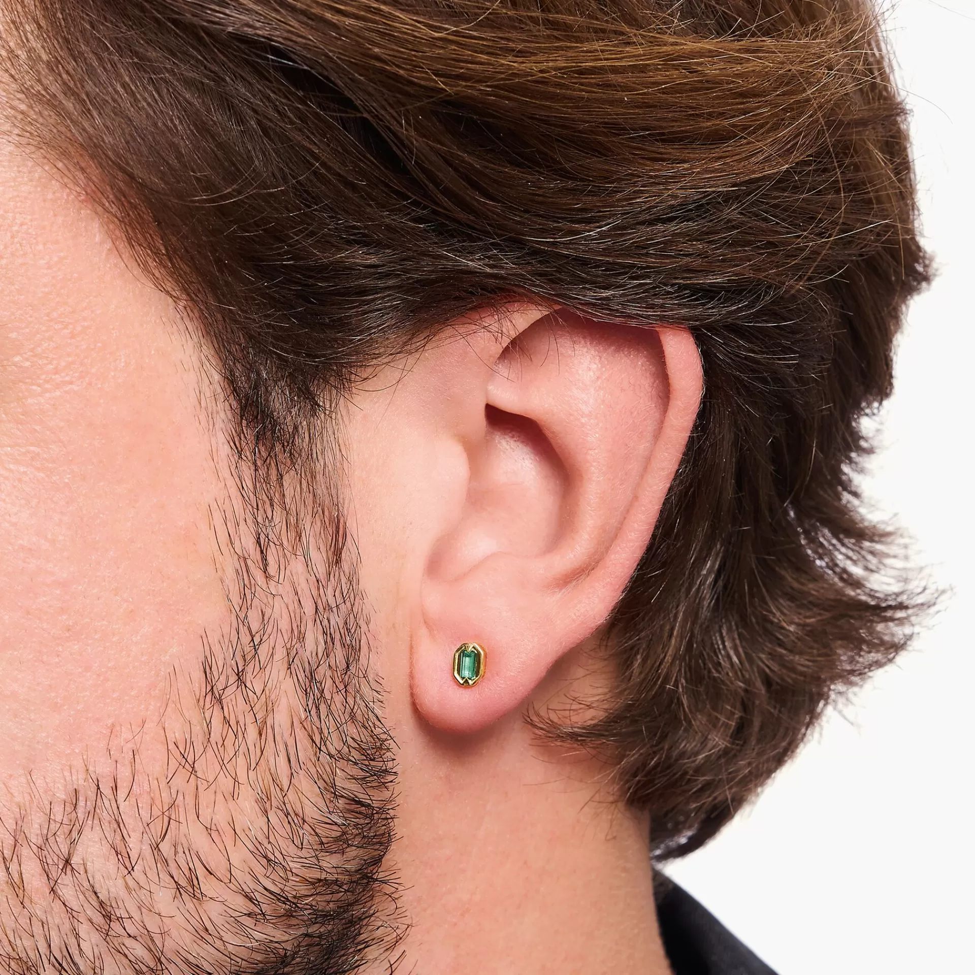 THOMAS SABO Stiftörhängen | 18K plätering<&OUML;RH&AUML;NGEN, KROKODIL&OUML;GON MED SMARAGDGR&OUML;NA STENAR, PL&AUML;TERADE gult guldfargad, grön