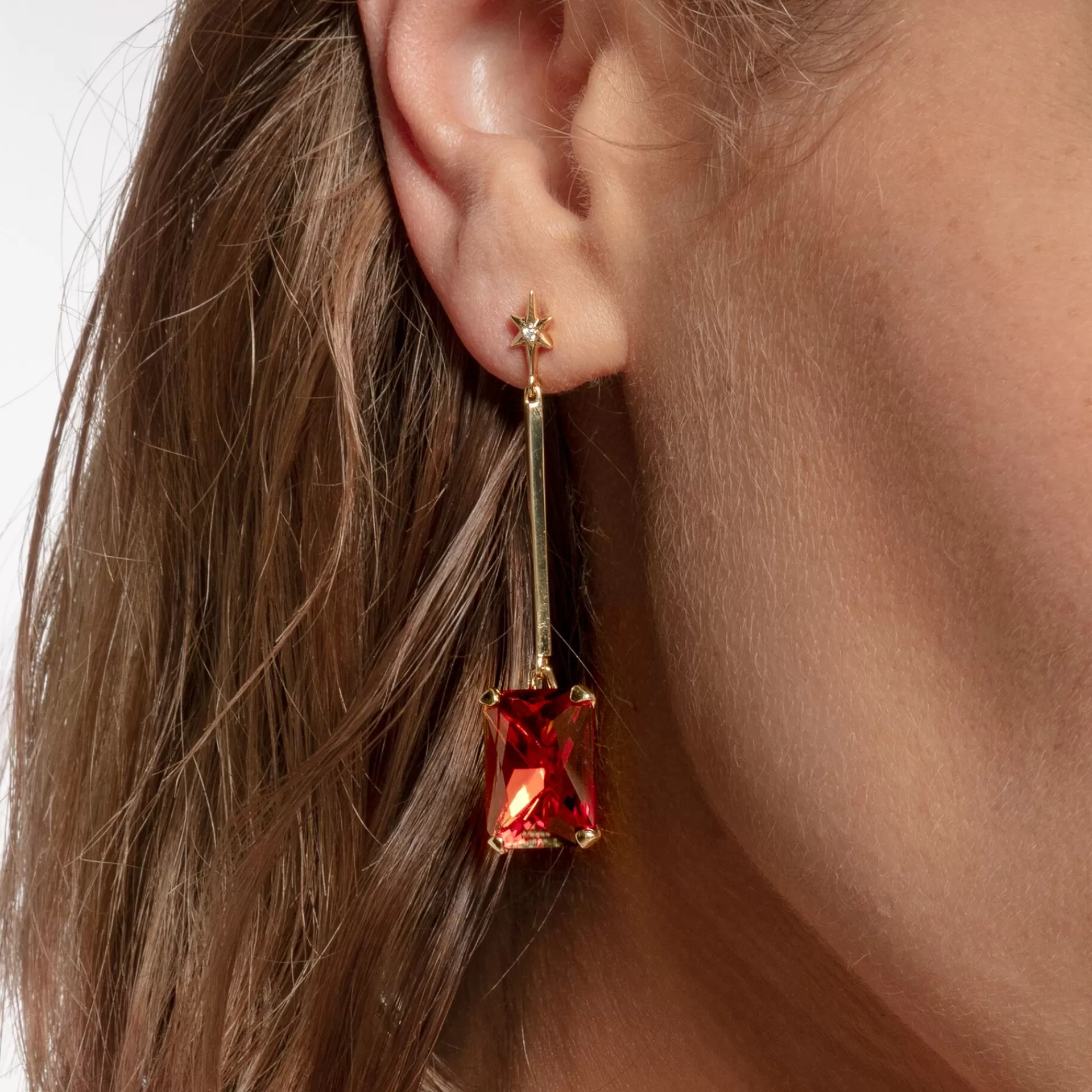 THOMAS SABO Örhängen | 18K plätering<&OUML;RH&AUML;NGEN MED ORANGE STEN OCH STJ&AUML;RNA GULDPL&AUML;TERAD vit, orange, gult guldfargad