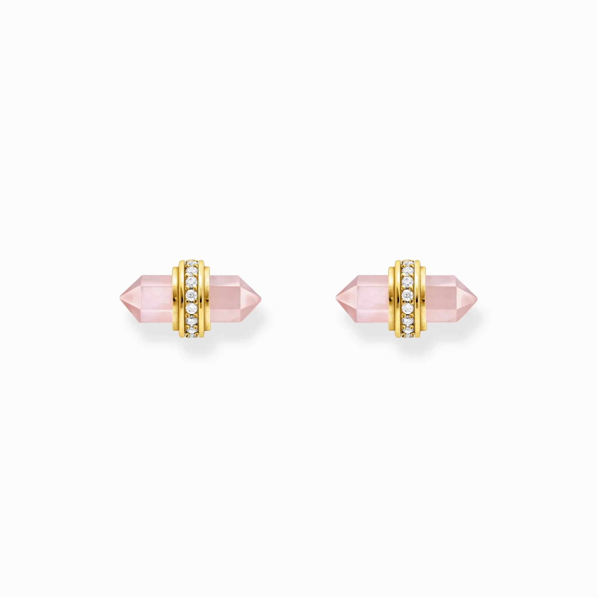 THOMAS SABO Stiftörhängen | 18K plätering<&OUML;RH&AUML;NGEN MED ROSA ONYX OCH KRISTALL - PL&AUML;TERADE gult guldfargad, vit, rosa