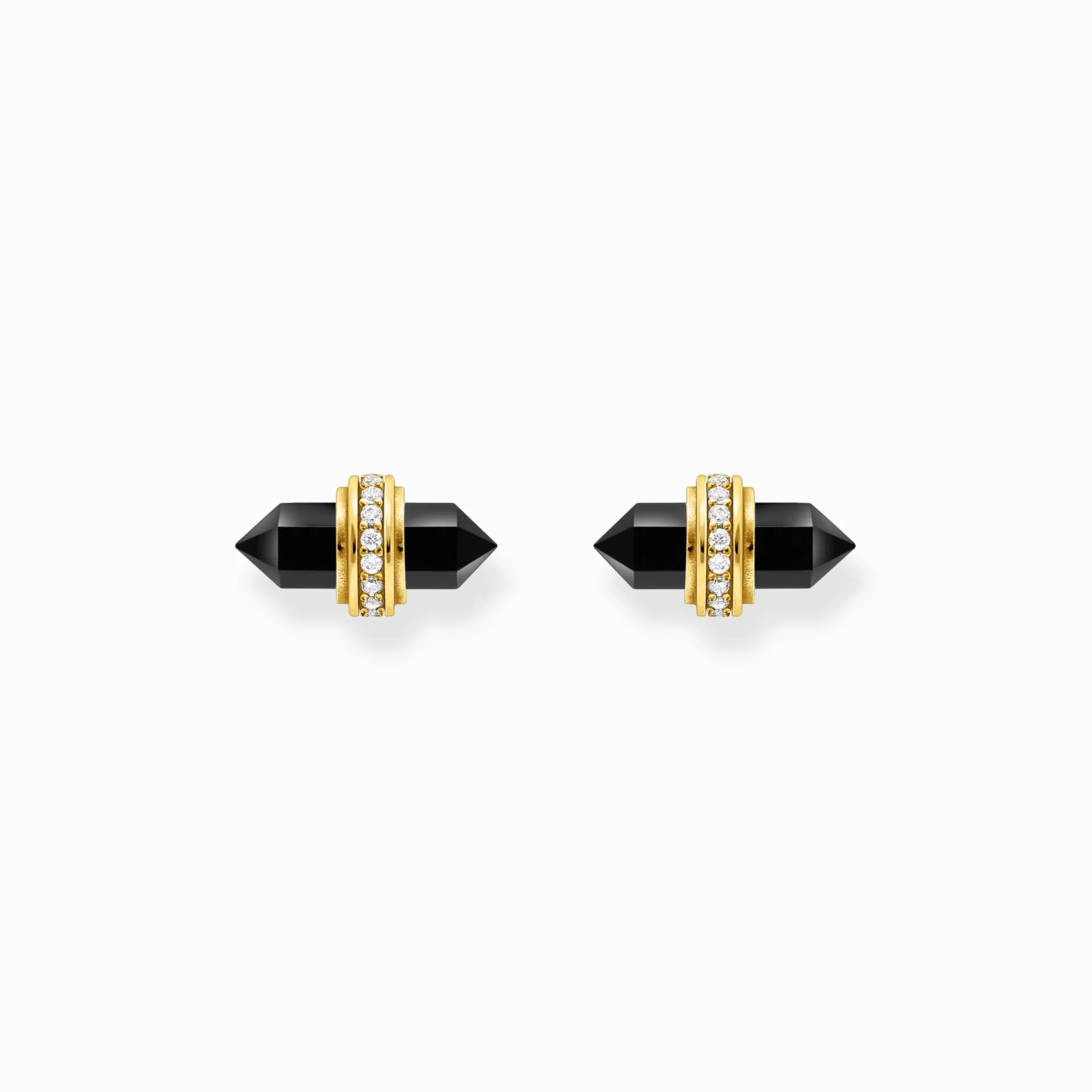 THOMAS SABO Stiftörhängen | 18K plätering<&OUML;RH&AUML;NGEN MED SVART ONYX OCH KRISTALL - SILVER gult guldfargad, vit, svart