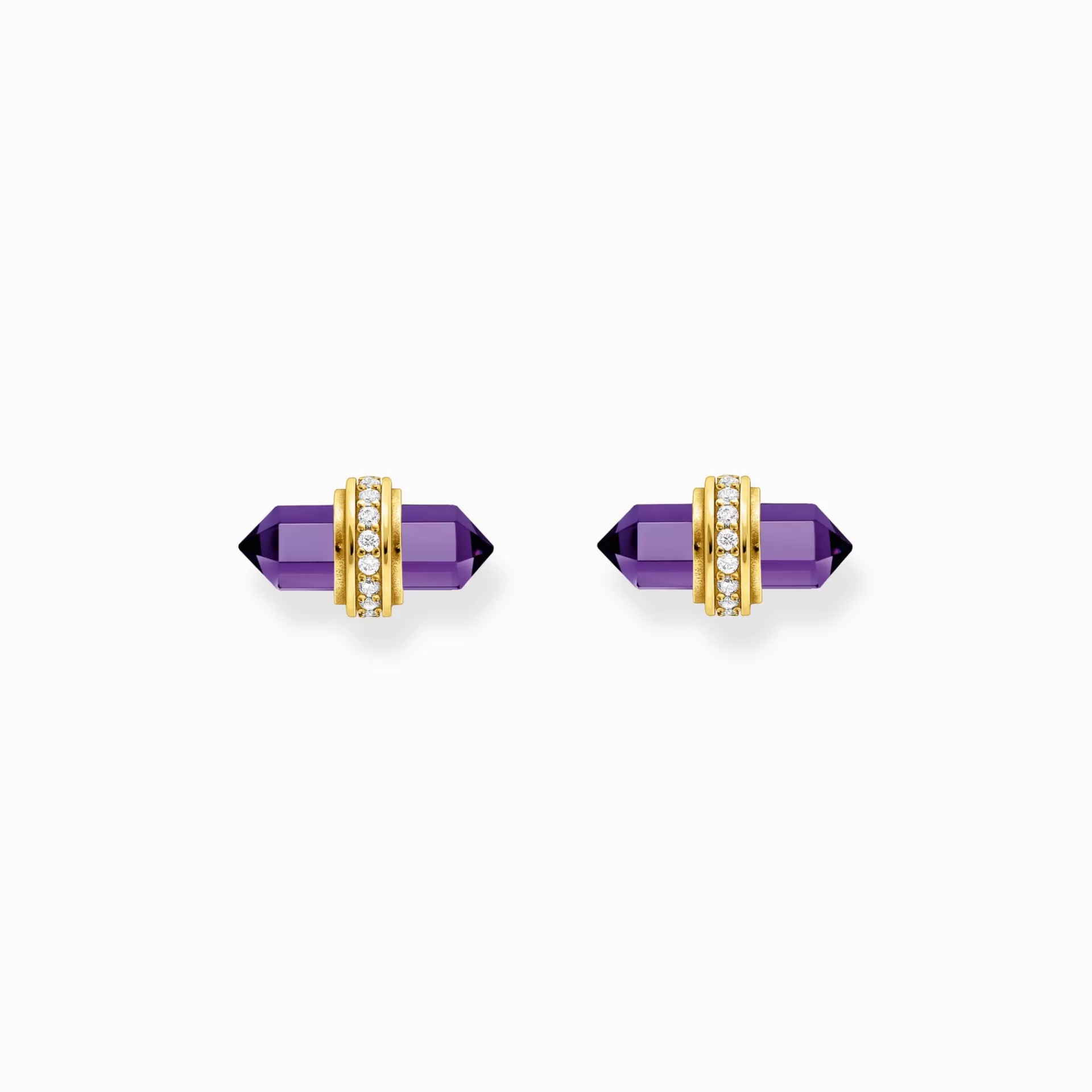 THOMAS SABO Stiftörhängen | 18K plätering<&OUML;RH&AUML;NGEN MED VIOLETT ONYX OCH KRISTALL - PL&AUML;TERADE gult guldfargad, vit, violett