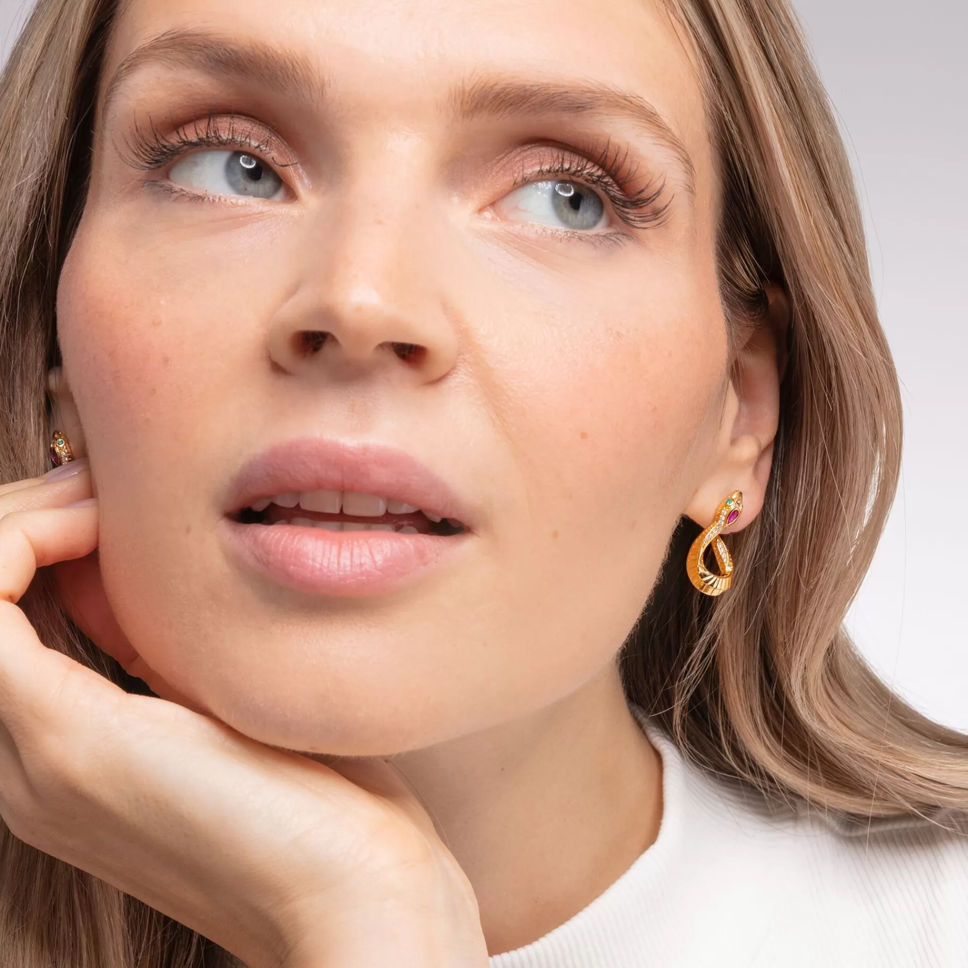 THOMAS SABO Örhängen | 18K plätering<&OUML;RH&AUML;NGEN ORM GULD gult guldfargad, röd, vit
