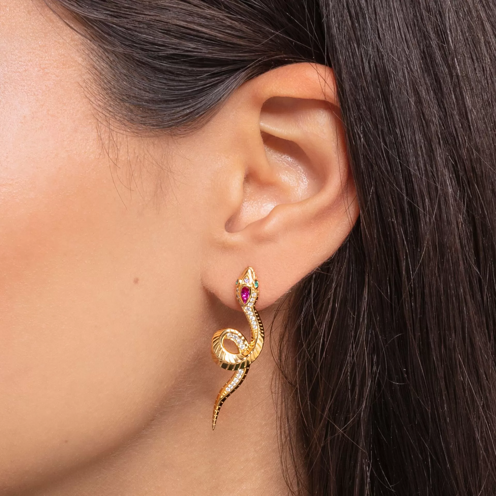 THOMAS SABO Örhängen | 18K plätering<&OUML;RH&AUML;NGEN ORM GULD gult guldfargad, grön, röd, violett, vit