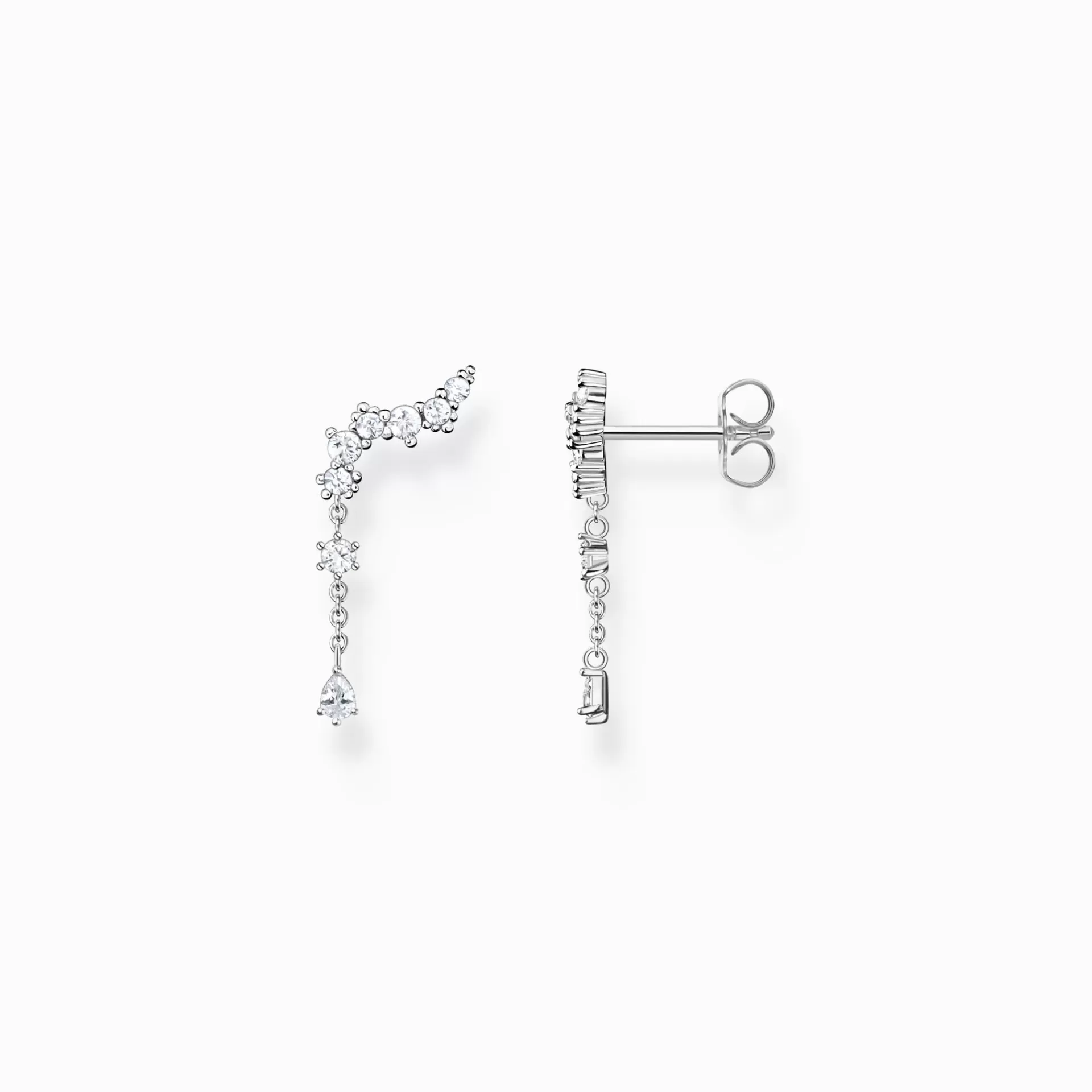 THOMAS SABO Stiftörhängen | Återvunnet 925 silver<&OUML;RH&AUML;NGEN &OUML;RONKL&AUML;TTRARE ISKRISTALLER SILVER silverfargad, vit