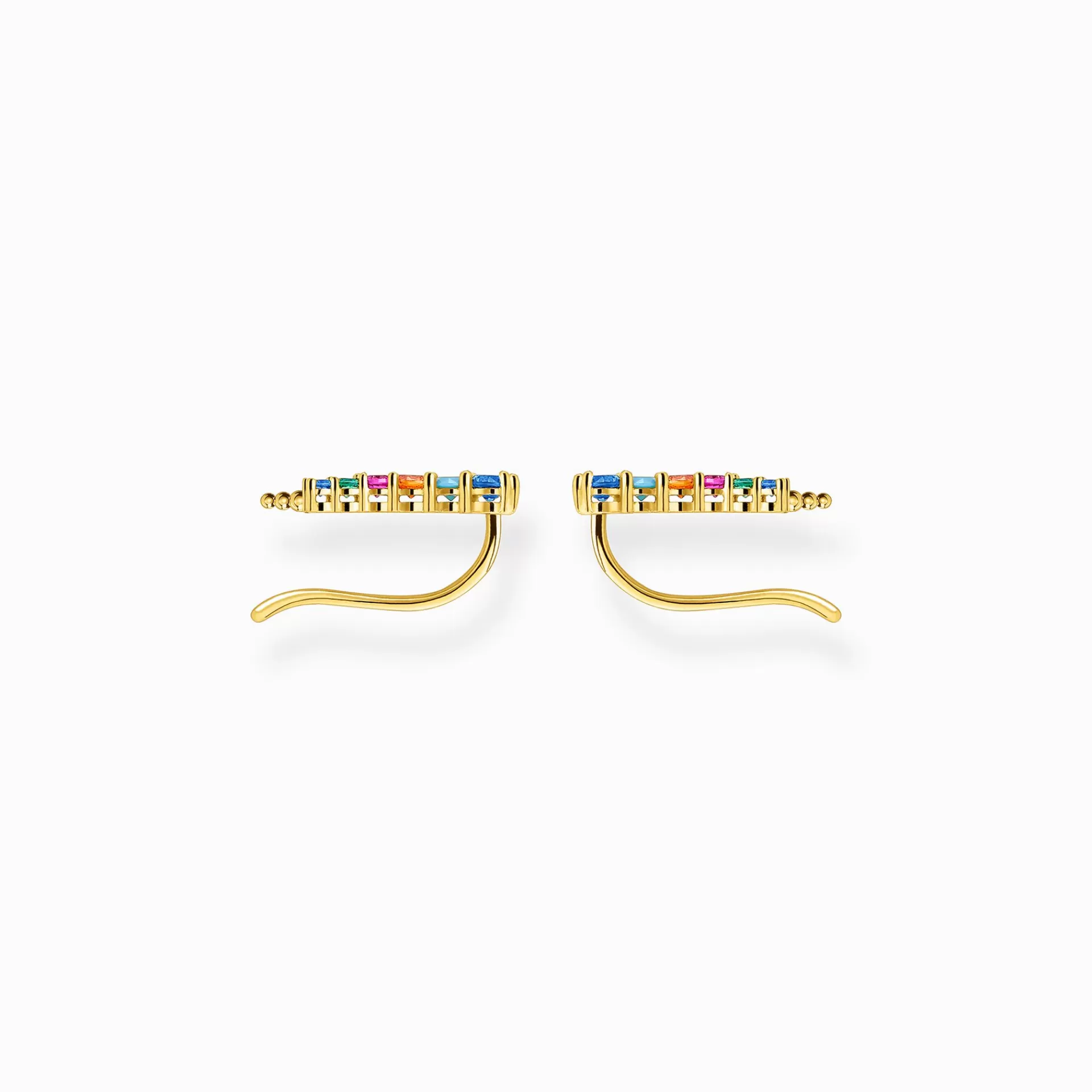 THOMAS SABO Stiftörhängen | 18K plätering<&OUML;RH&AUML;NGEN &OUML;RONKL&AUML;TTRARE STENAR I F&AUML;RG gult guldfargad, blå, grön, orange, röd, turkos