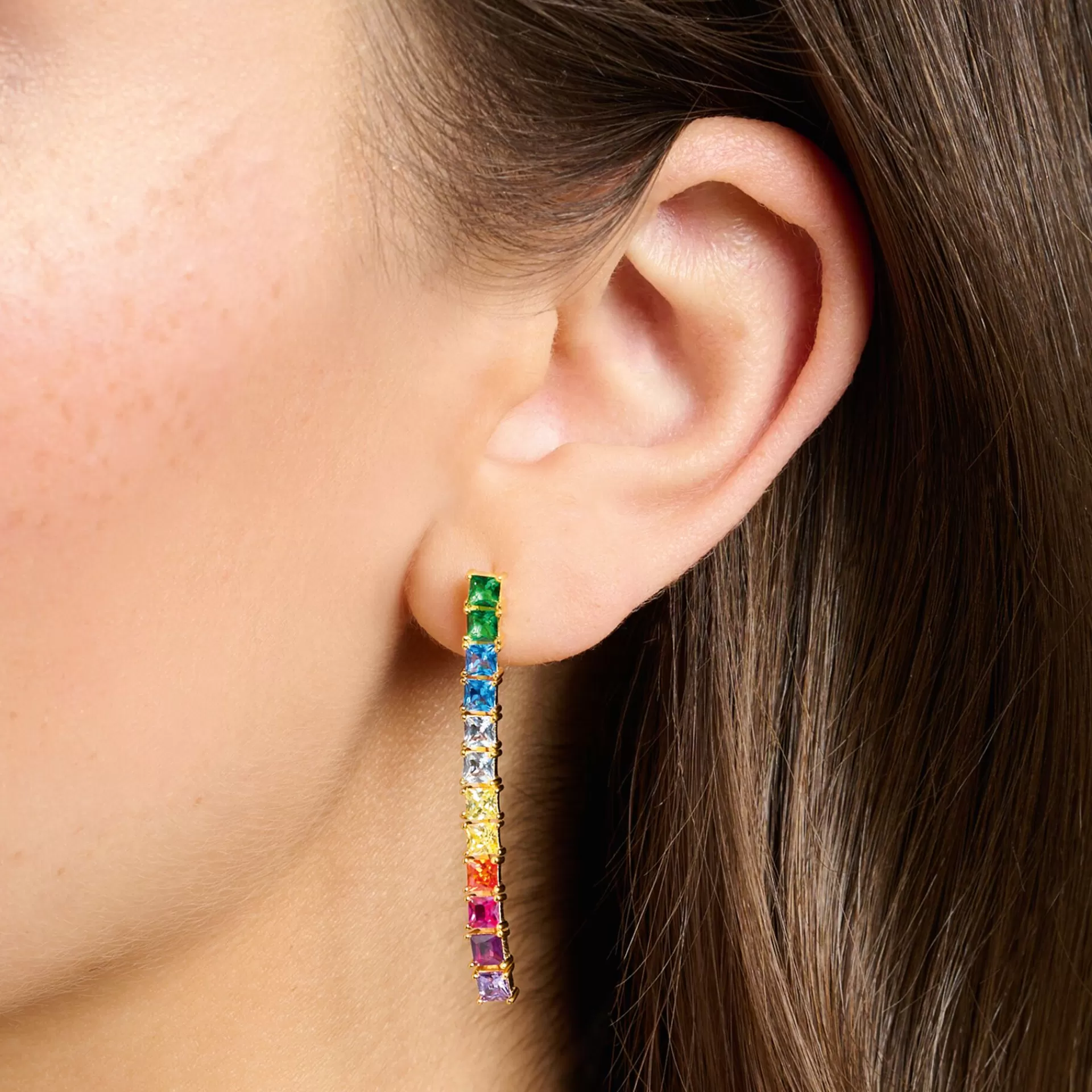 THOMAS SABO Örhängen | 18K plätering<&OUML;RH&AUML;NGEN STENAR I F&AUML;RG GULD gult guldfargad, guld, orange, ljusgrön, violett, grön, blå, ljusblå, röd
