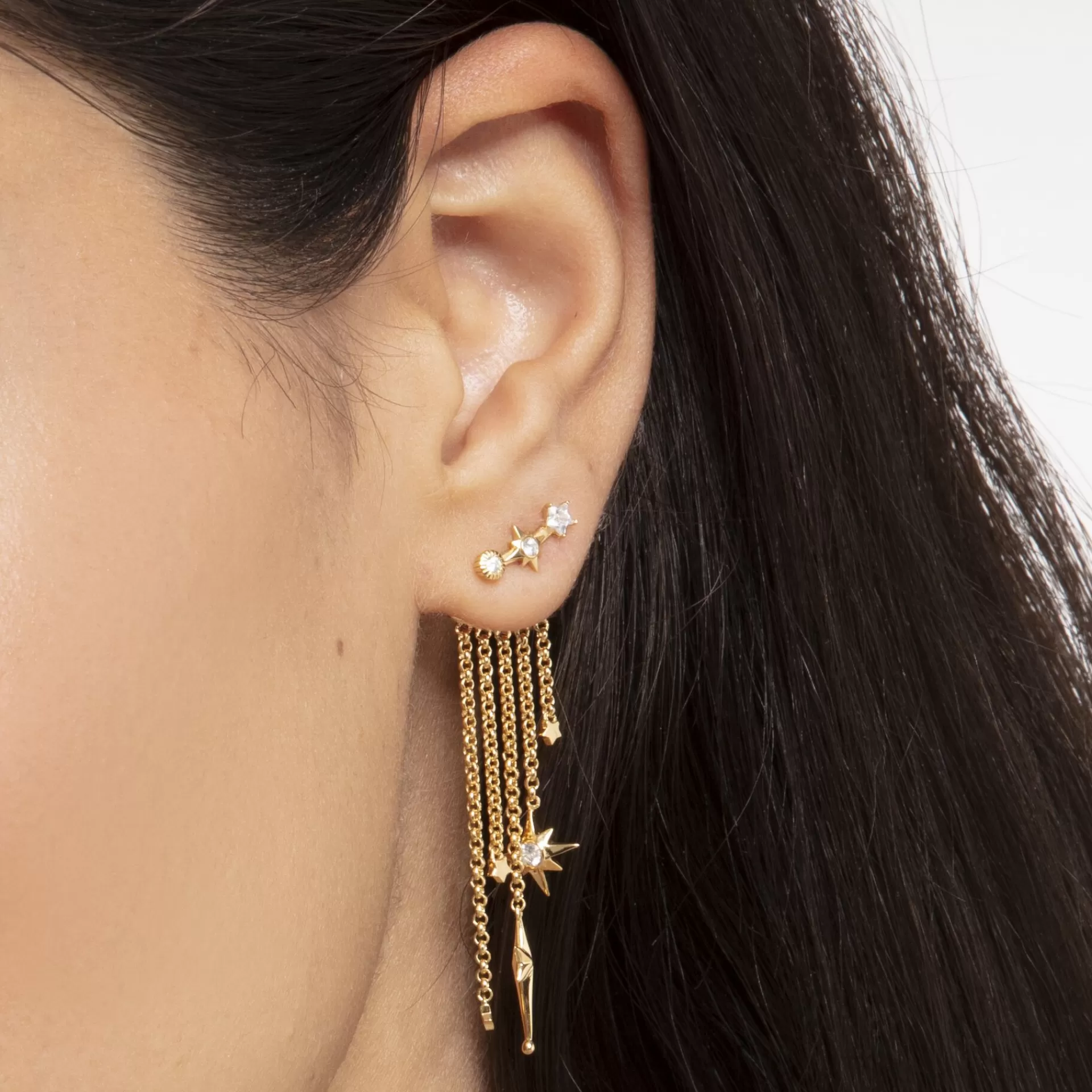 THOMAS SABO Örhängen | 18K plätering<&OUML;RH&AUML;NGEN STJ&AUML;RNA GULD gult guldfargad, vit