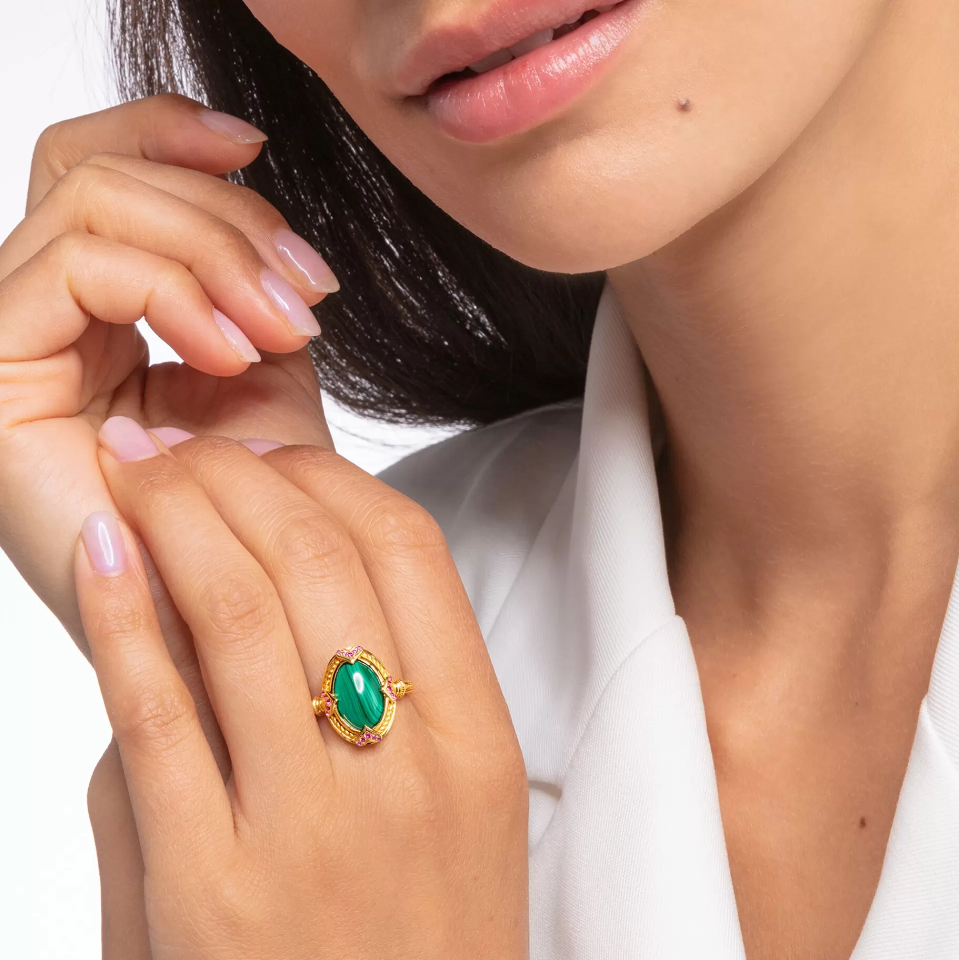 THOMAS SABO Ringar | 18K plätering<RING GR&OUML;N STEN GULD gult guldfargad, grön, röd