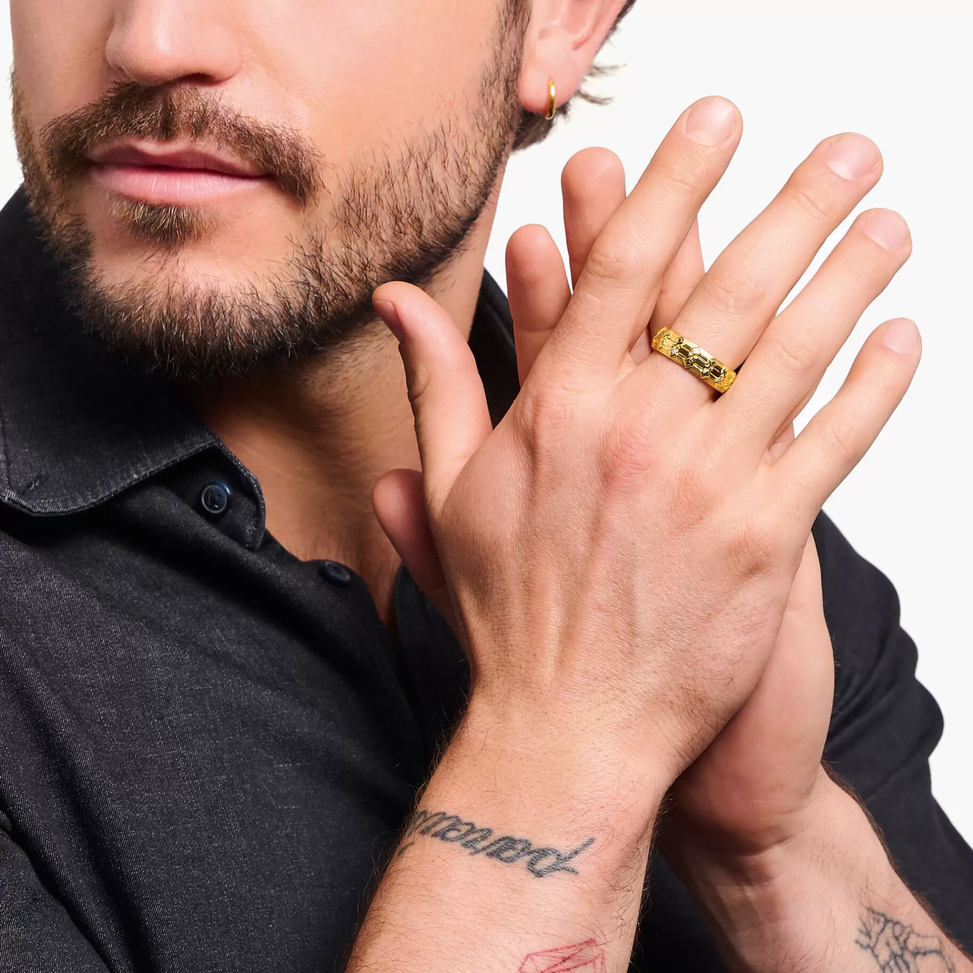 THOMAS SABO Ringar | 18K plätering<RING KROKODILFJ&AUML;LL, BRED, PL&AUML;TERAD gult guldfargad