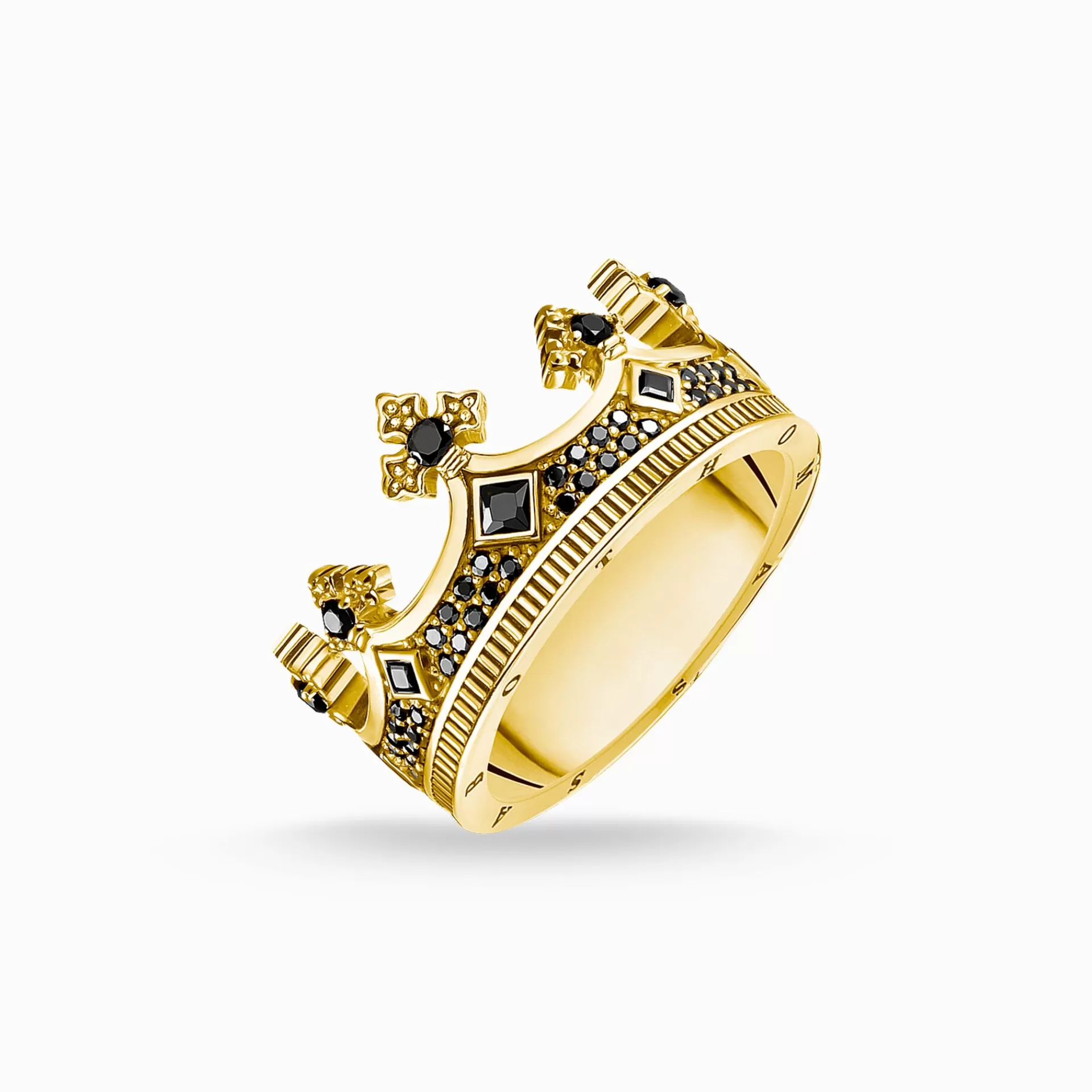 THOMAS SABO Ringar | 18K plätering<RING KRONA GULD svart, gult guldfargad