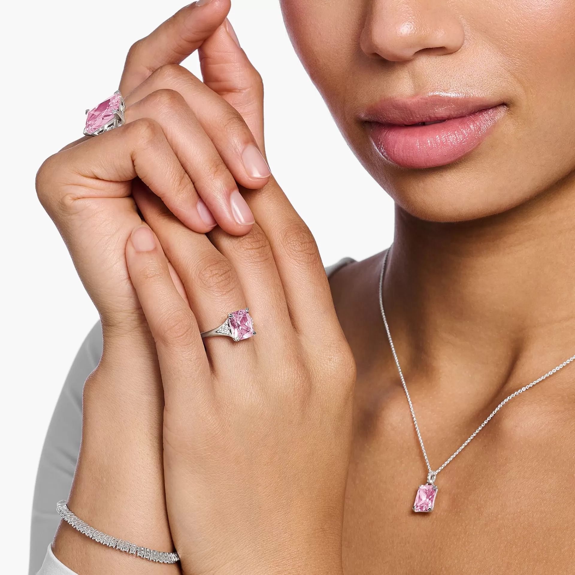 THOMAS SABO Ringar | Återvunnet 925 silver<RING MED ROSA OCH VITA STENAR SILVER silverfargad, vit, rosa