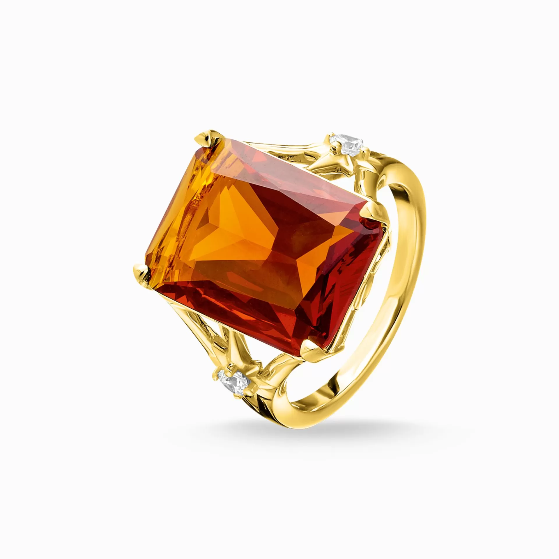 THOMAS SABO Ringar | 18K plätering<RING MED STEN ORANGE STOR OCH STJ&AUML;RNA GULDPL&AUML;TERAD gult guldfargad, vit, orange